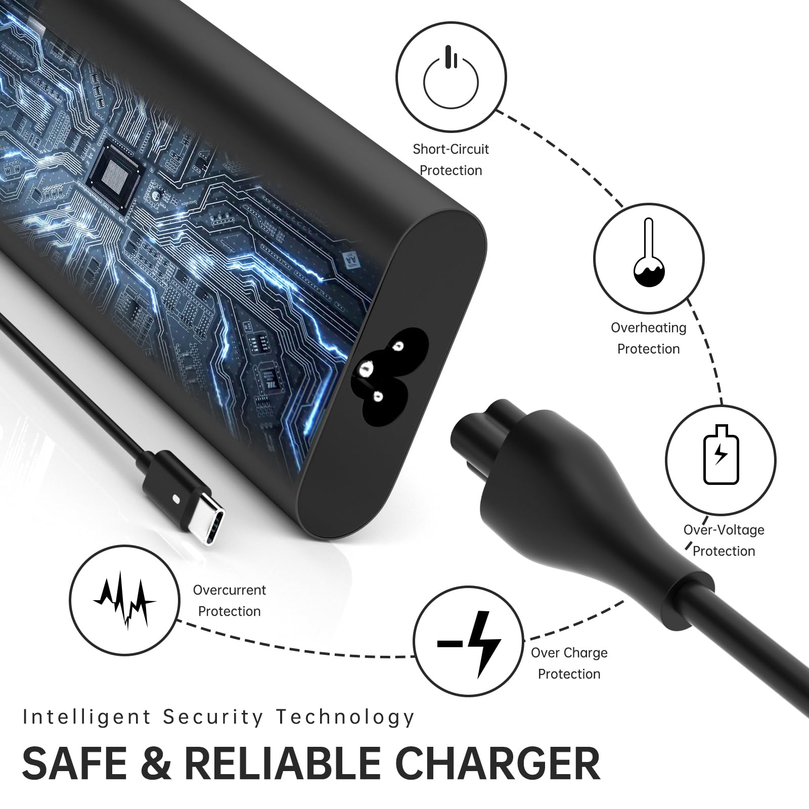 130W USB C Laptop Charger for Dell XPS 15 17 2-in-1, Precision & Latitude Series - 20V 6.5A AC Power Adapter - Perfect for Home, Office & Travel Use