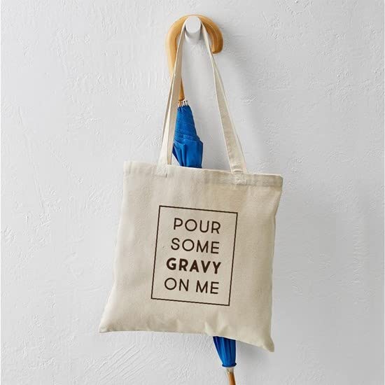 Pour Some Gravy On Me Tote Bag - Natural Canvas Reusable Shopping Bag for Groceries, Beach & Everyday Use | Funny Food Lover Gift Idea