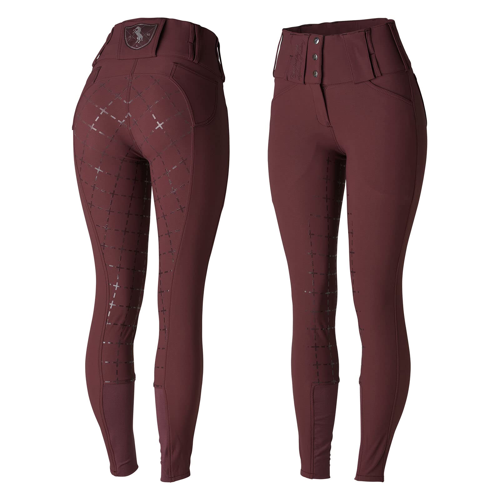 HORZE Desiree Women's Silicone Full Seat Breeches with Belt Loops - Comfortable Equestrian Riding Pants for Horseback Riding & Training