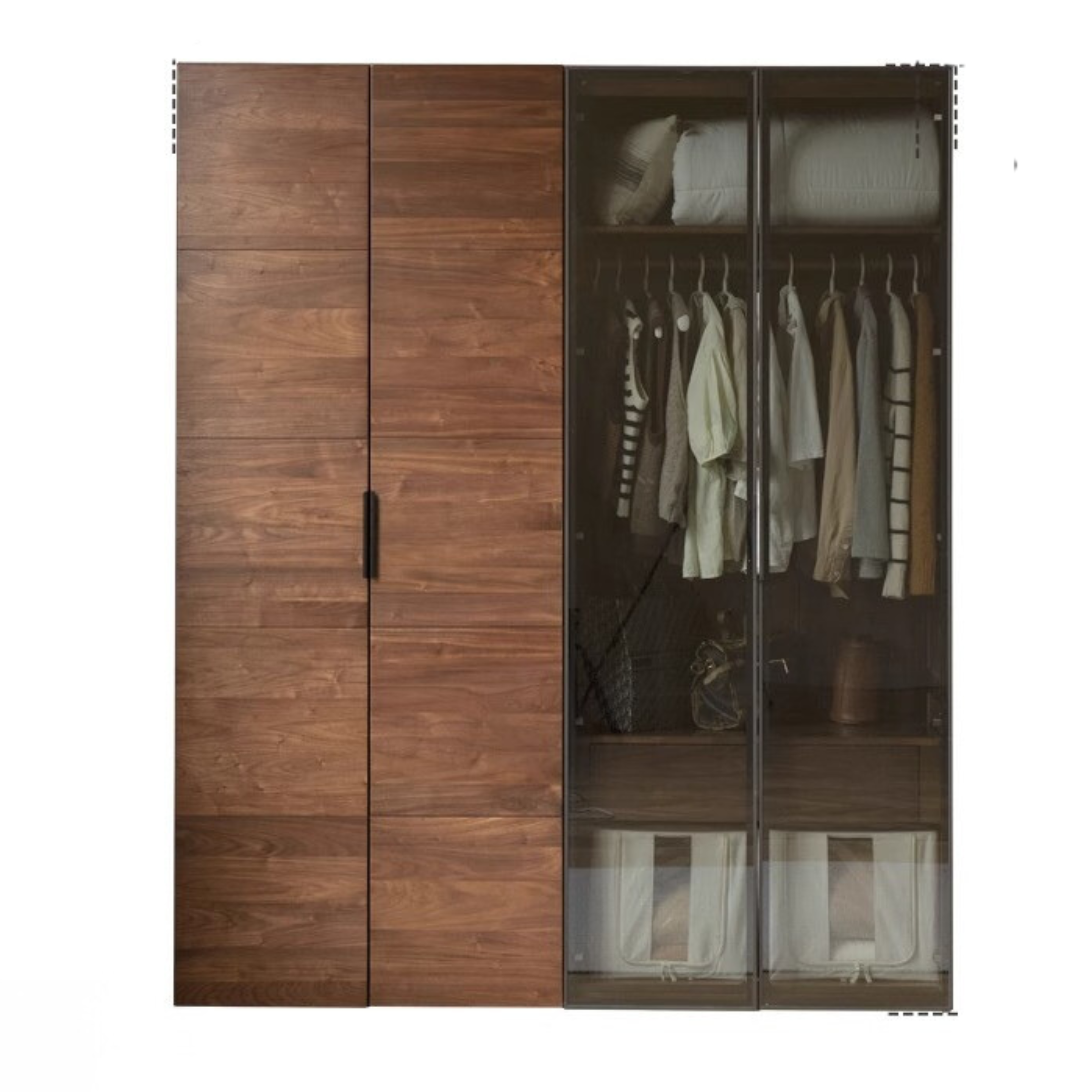 Premium Black Walnut Solid Wood Wardrobe Closet - Spacious Storage for Bedroom, Walk-In Closet & Guest Room Organization