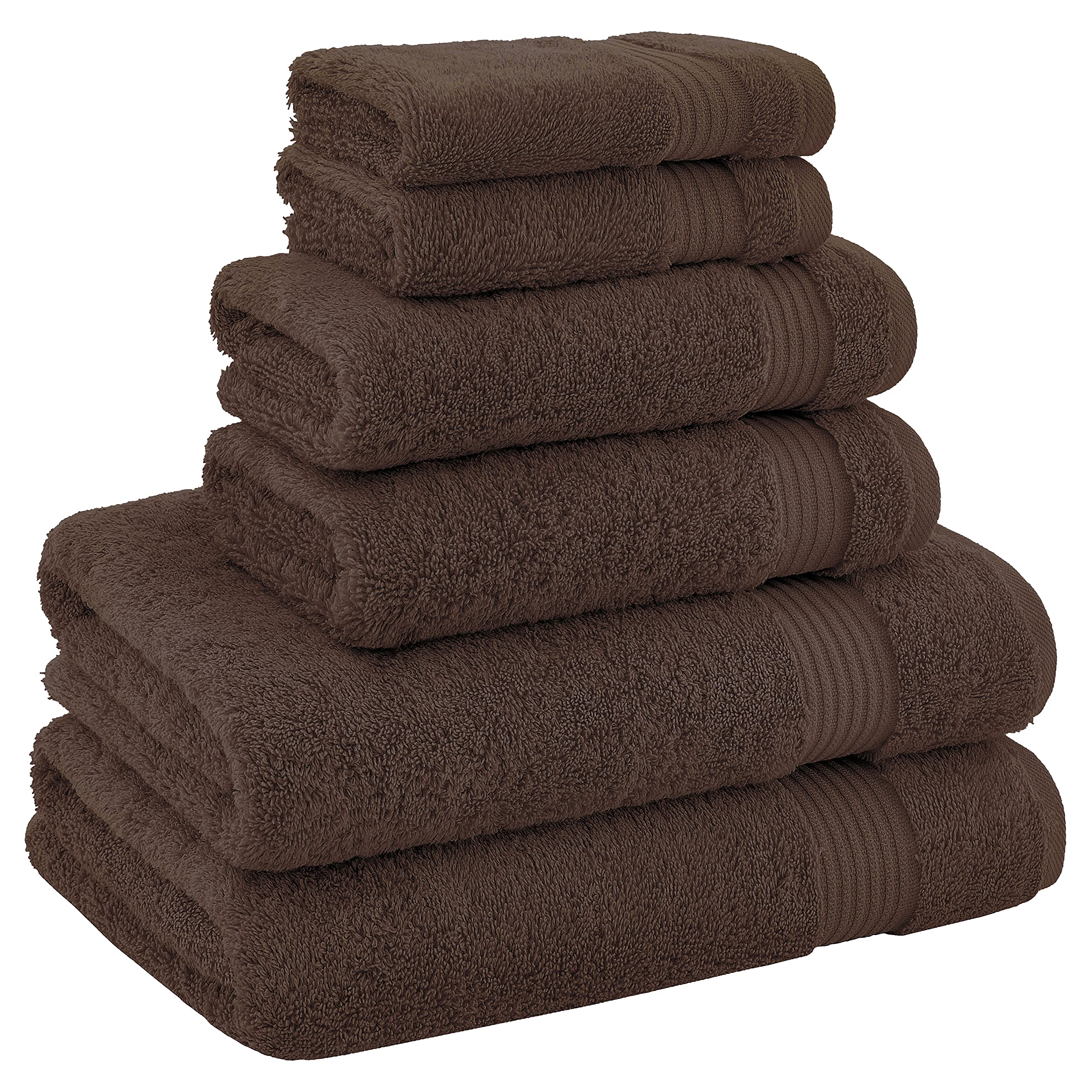 Premium 100% Cotton Turkish 6-Piece Bath Towel Set - 2 Bath Towels, 2 Hand Towels & 2 Washcloths - Soft Luxury Bathroom Essentials in Rich Brown - Perfect for Spa, Guest Bathrooms & Upscale Hotels