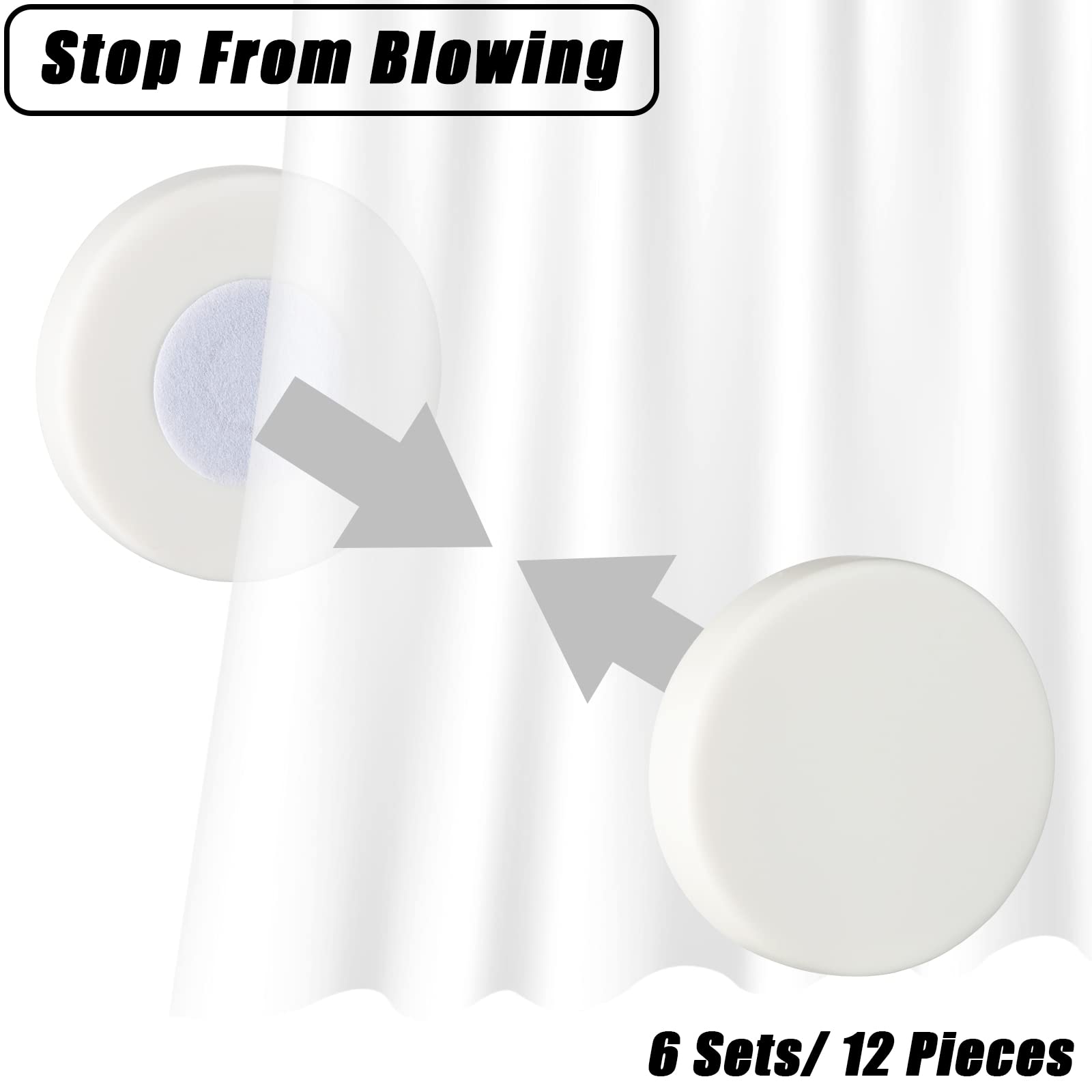 Jetec 12 Pairs Waterproof Magnetic Shower Curtain Weights - No Sew Round Drapery Weights to Prevent Curtain Liner Blowing - Bathroom Tablecloth & Flag Magnets (White) - Perfect for Bathroom, Kitchen & Outdoor Use