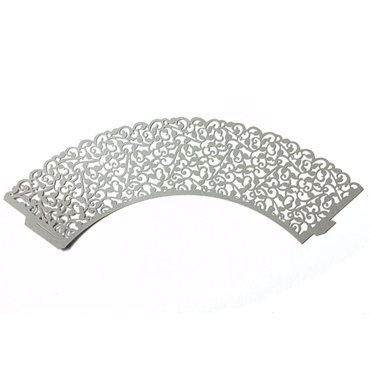 60-Pack Gray Filigree Vine Lace Laser-Cut Cupcake Wrappers - Elegant Baking Cups for Muffins, Wedding Cakes & Birthday Party Decorations - Perfect for Dessert Displays, Tea Parties, and Special Occasions