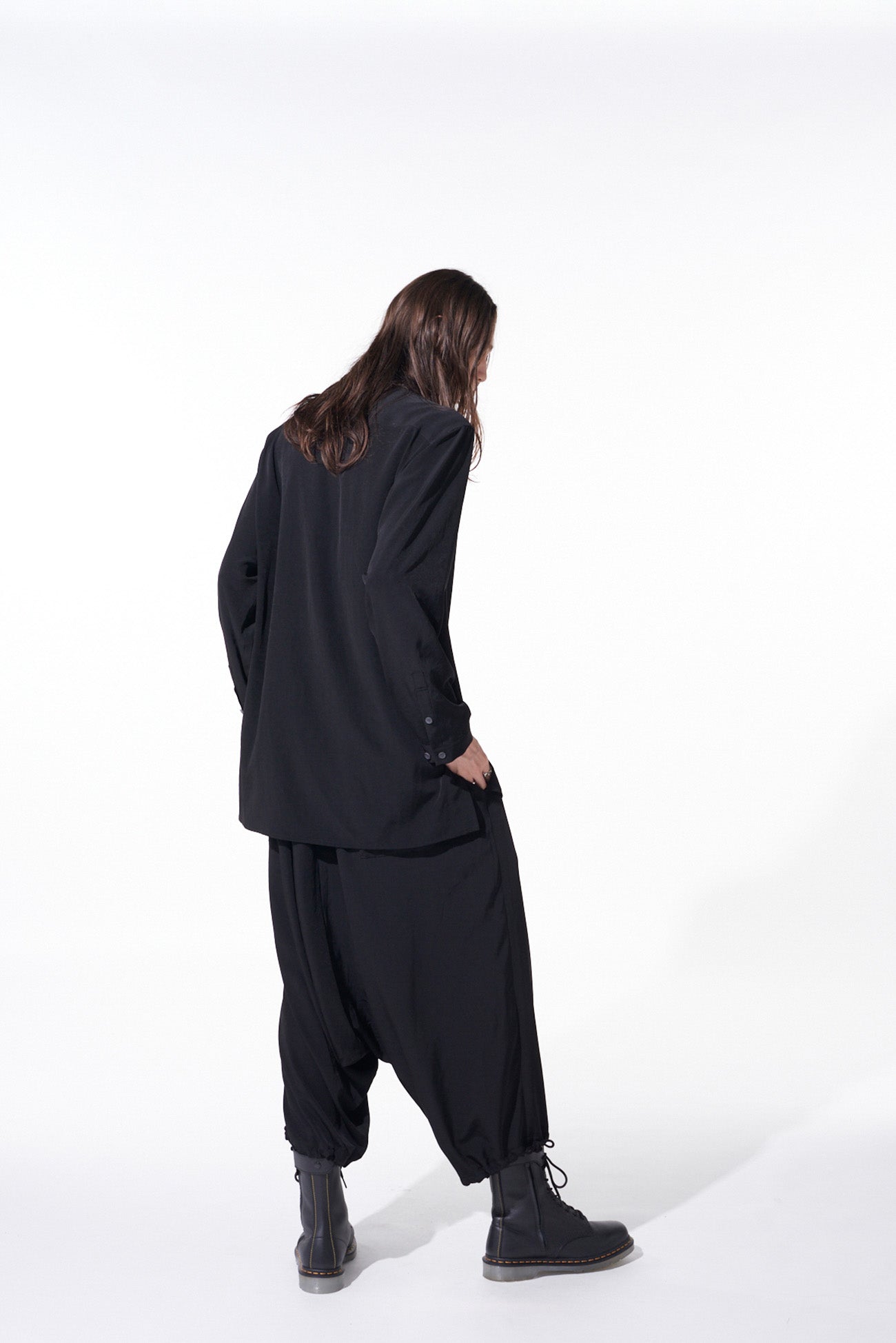 CREPE de CHINE BALLOON SAROUEL PANTS - Women's Flowy Wide Leg Lounge Pants for Yoga, Meditation & Boho Fashion