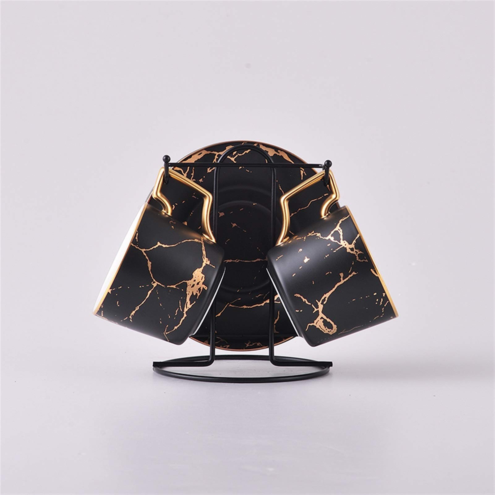 Premium Italian Marbled Gold Trim Coffee Cup and Saucer Set - Elegant Ceramic Tea Set for Home, Cafe & Gifts (1 Cup + 1 Saucer, Shine Black) | Perfect for Afternoon Tea, Coffee Breaks & Sophisticated Entertaining