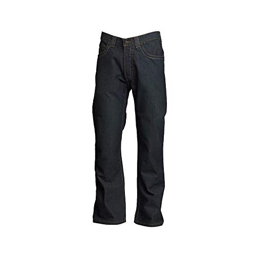 LAPCO FR Modern Flame Retardant Work Jeans for Men - Relaxed Fit Low-Rise Bootcut Washed Denim Pants (P-INDM23) - Ideal for Construction, Oil Rig & Industrial Safety Work