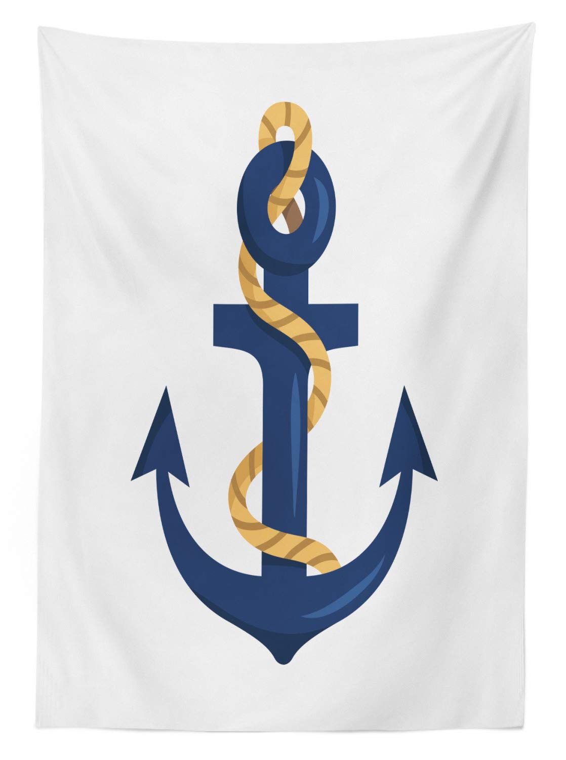 Ambesonne Nautical Anchor Outdoor Tablecloth - Cartoon Dark Sky Blue Design, Washable Picnic Table Cover 58
