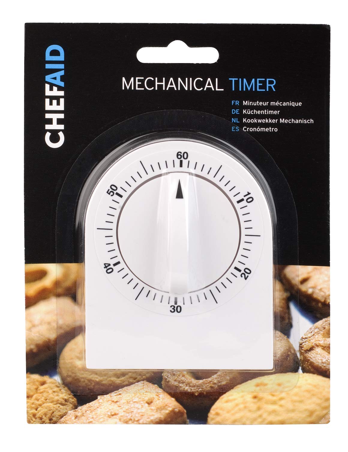 60 Minute Mechanical Wind Up Timer - White with Clear Markings & Loud Alarm | Kitchen, Classroom, Office, Workshop Timer for Cooking, Exams, Productivity