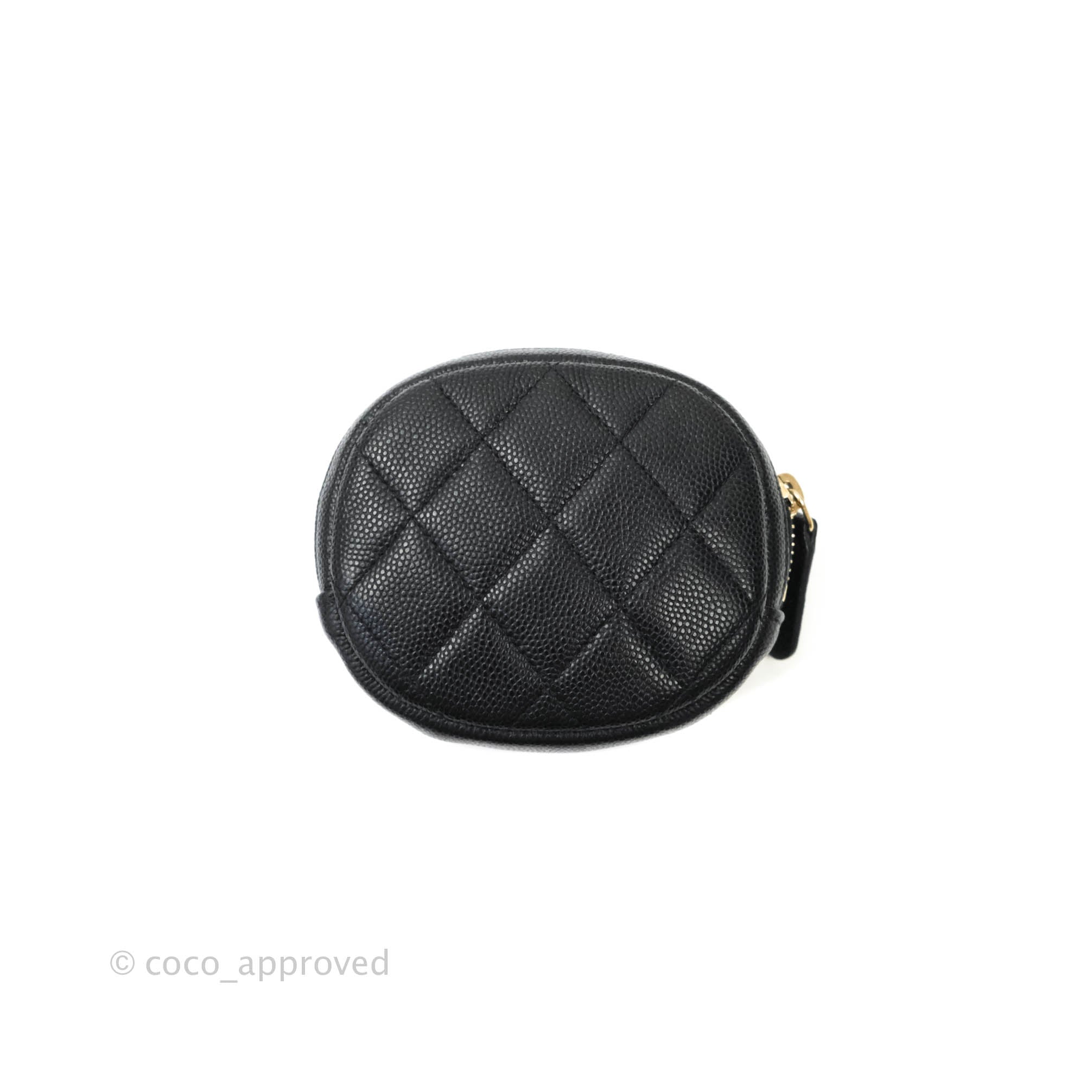 Chanel CC Round Coin Purse in Black Caviar Leather with Gold Hardware - Luxury Wallet for Women, Perfect for Parties & Evening Events