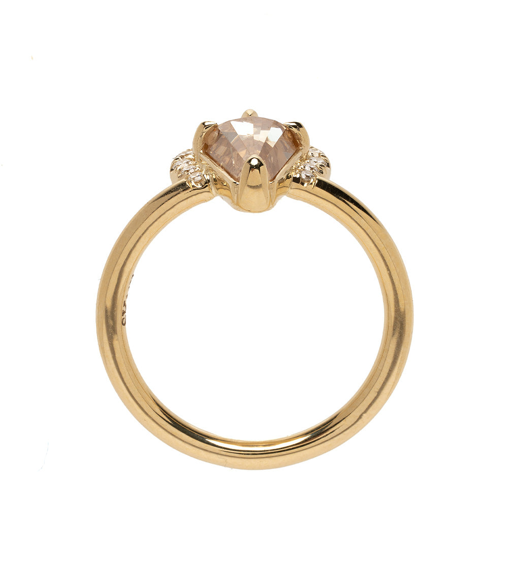 Aura Crescent Champagne Kite Diamond Ring - Elegant 14K Gold Engagement Ring for Women, Unique Vintage Style Wedding Band, Perfect for Proposals, Anniversaries & Special Occasions