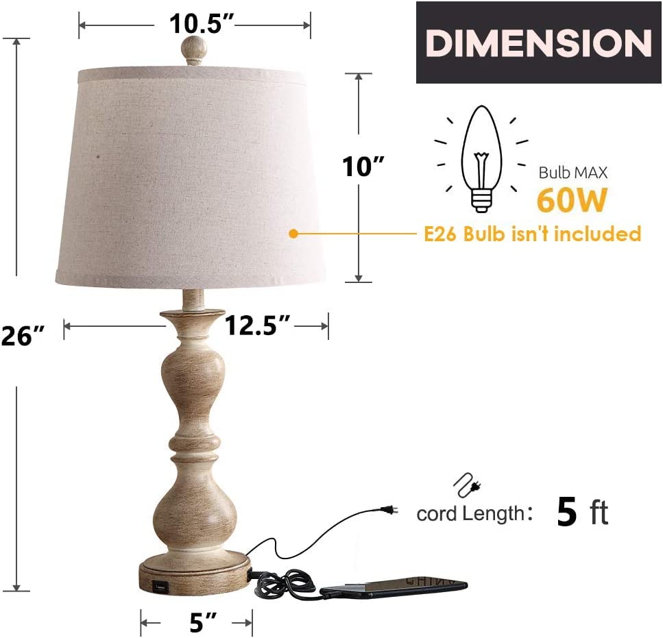 Dungoo Farmhouse Table Lamp Set of 2 - 26