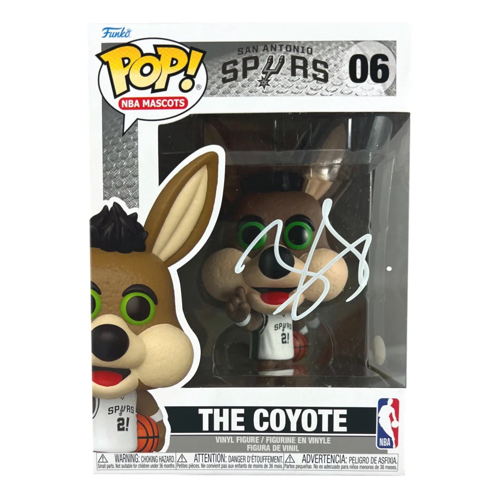 Jeremy Sochan Autographed San Antonio Spurs Coyote Funko Pop Vinyl Figure with JSA COA - NBA Mascot Collectible #06 - Perfect for Basketball Fans, Sports Memorabilia Collectors, and Pop Culture Enthusiasts