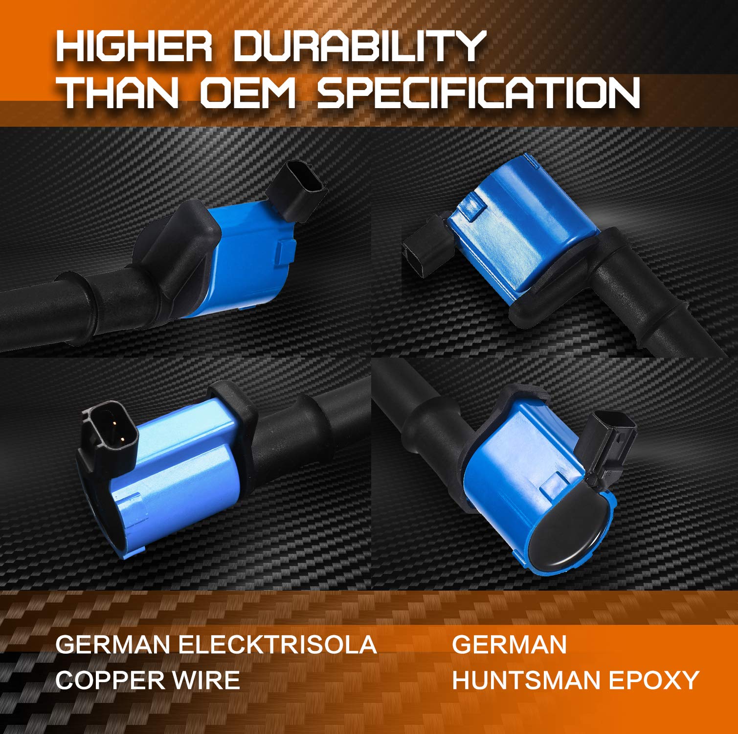 ENA Set of 8 Blue Ignition Coil Packs - Compatible with Ford Lincoln Mustang Avanti GT Navigator Blackwood Continental Mark Marauder Roadster (1997-2006) - Replacement for DG512 UF191 - Fits 4.6L 5.4L 5.8L Engines - High Performance Ignition Upgrade for Smoother Acceleration & Better Fuel Efficiency