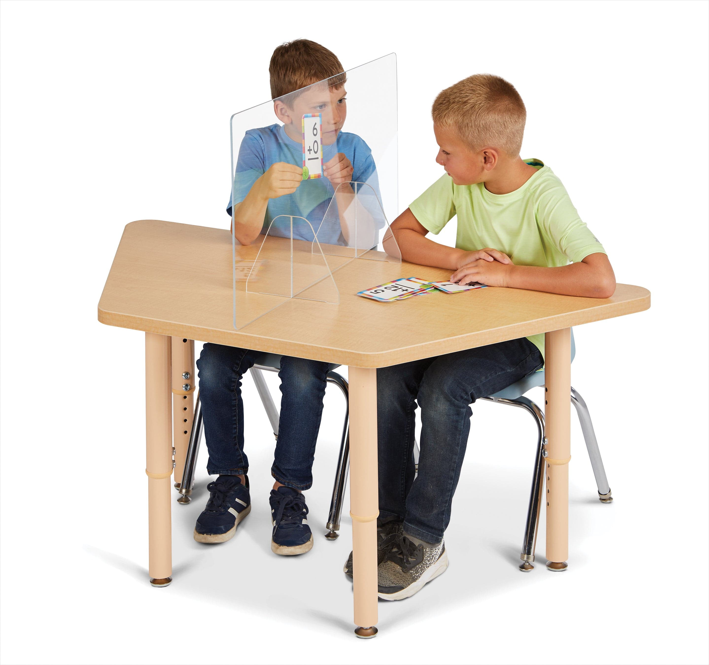 Clear Table Divider Shields - 2 Station Set with 4 Adjustable Sizes for Office, Restaurant & Classroom Social Distancing