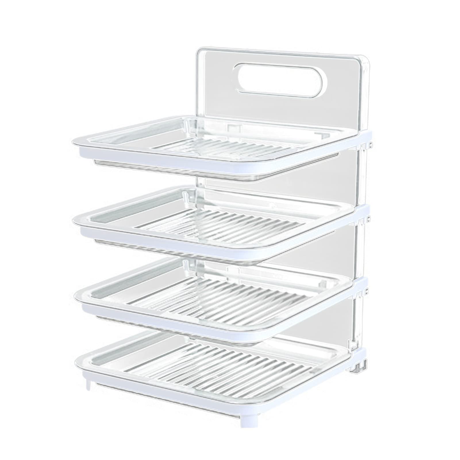 4-Tier Wall Mounted Food Sorting Tray - Vegetable & Fruit Prep Plate, Side Dish Organizer for Kitchen, Restaurant, Hotpot - Stackable Storage Rack (White) - Perfect for Meal Prep, Party Serving & Small Space Organization