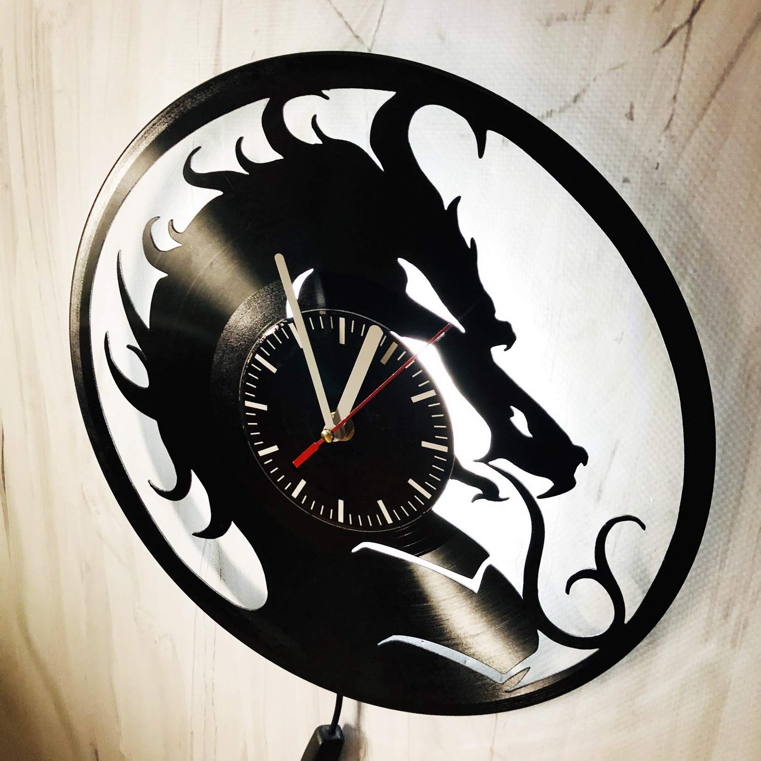 Mortal Kombat LED Backlit Wall Clock - Vinyl Wall Clock with Night Light, Creative Classic Home Decor for Living Room, Bedroom, or Game Room - White LED Time Clock with Atmosphere Lighting (Perfect for Gamers & Home Decor Enthusiasts)