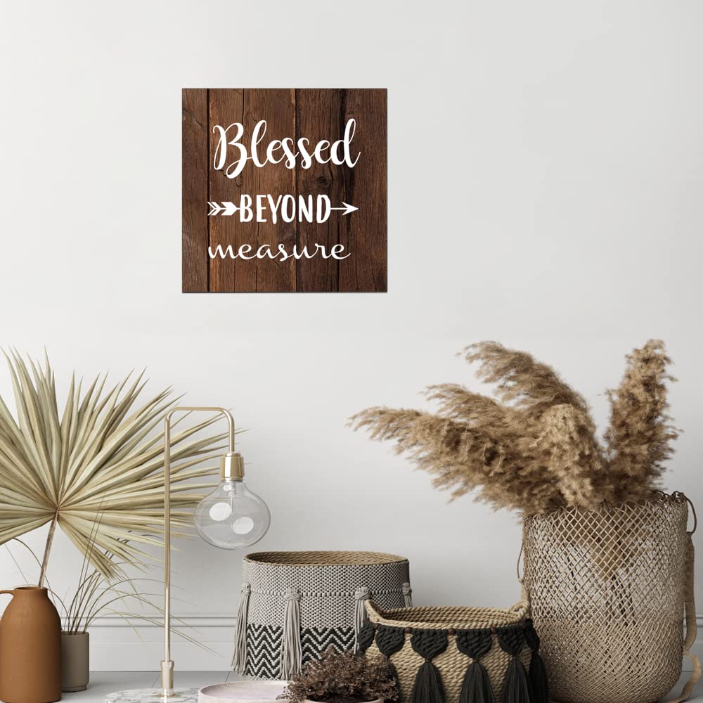 Blessed Wall Art Decor - 11.8x11.8 Wooden Hanging Sign for Home & Office