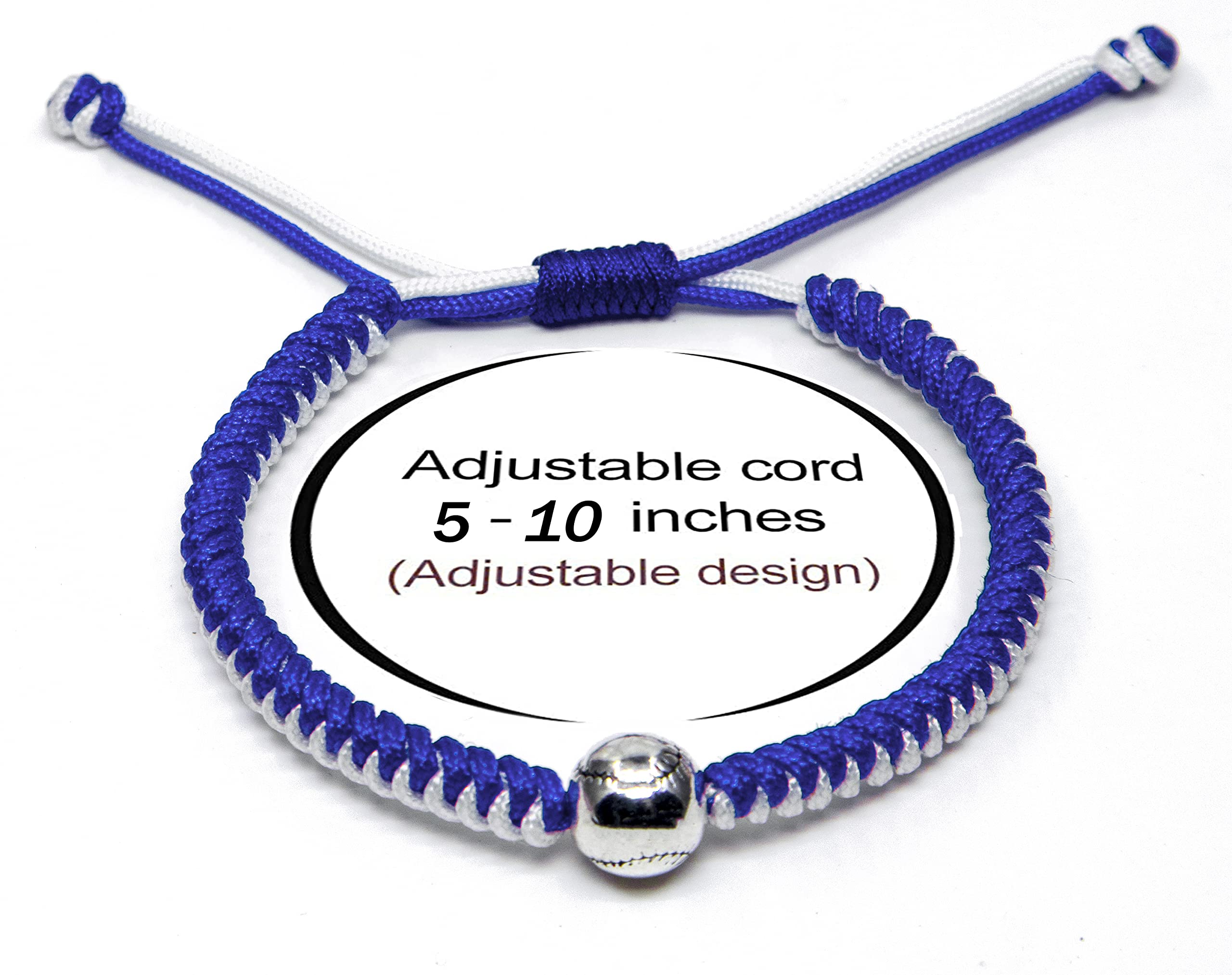 Handmade Adjustable Baseball Bracelets for Boys & Girls - Inspirational Sports Wristbands with Baseball Beads - Perfect Gift for Teens & Adults (Blue, 2PCS) - Ideal for Baseball Games, Team Spirit & Daily Wear