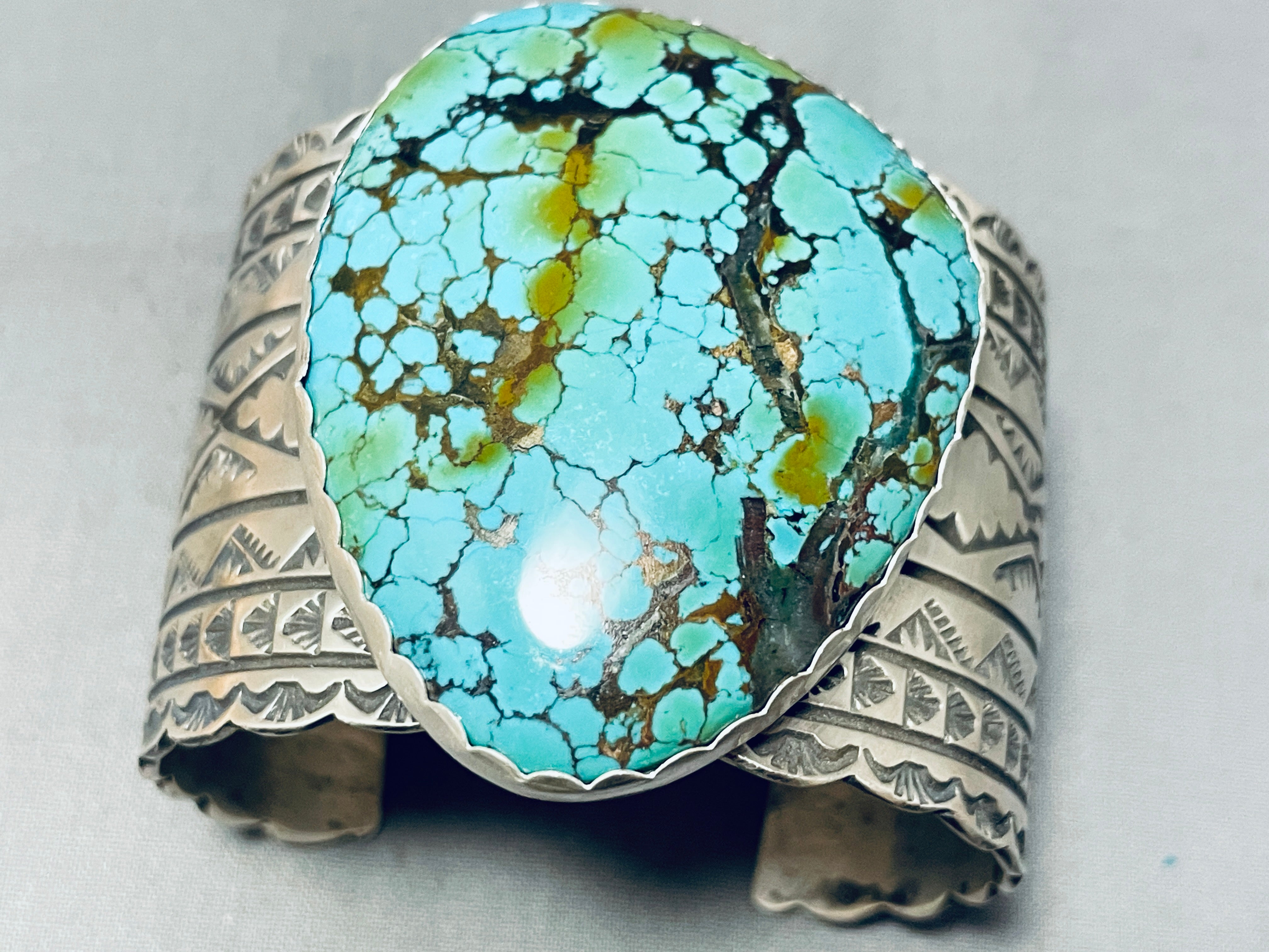 100+ Gram Authentic Native American Navajo Spiderweb Turquoise Sterling Silver Bracelet - Handmade Southwest Jewelry for Women & Men - Perfect for Boho, Western & Festival Fashion