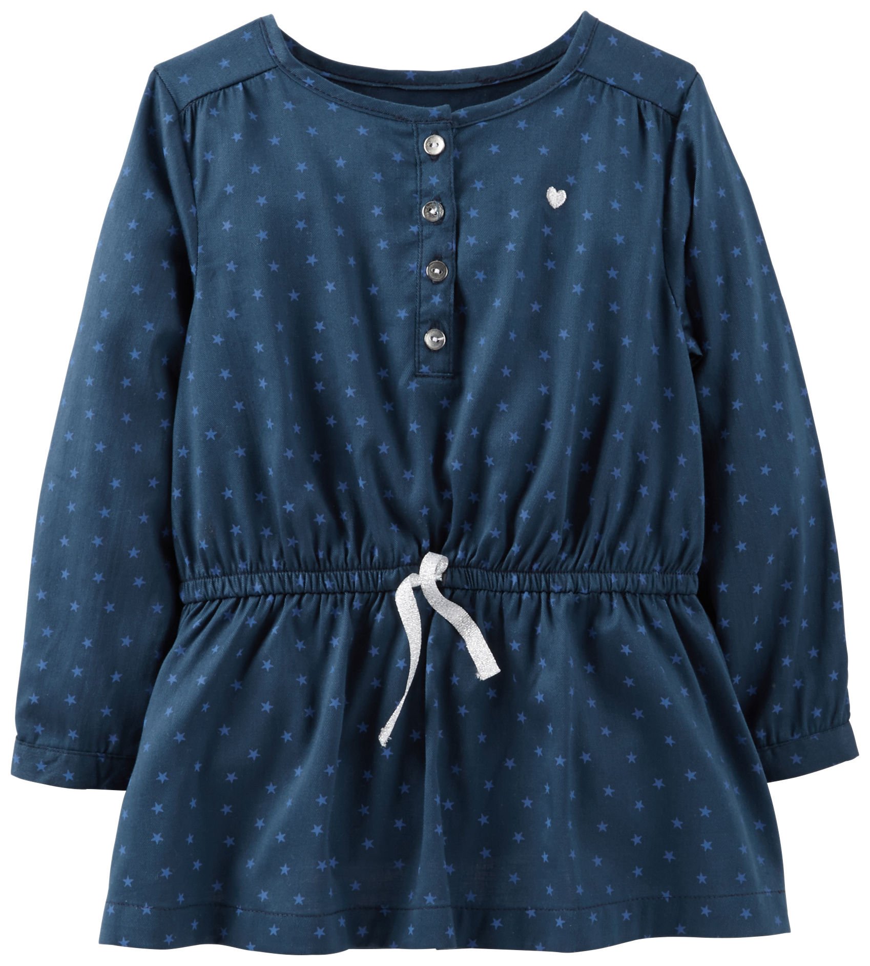 Carters Little Girls Sateen Star Print Tunic Top - Blue | Soft & Comfortable Casual Wear for Toddlers & Kids | Perfect for Playdates, School & Everyday Outfits