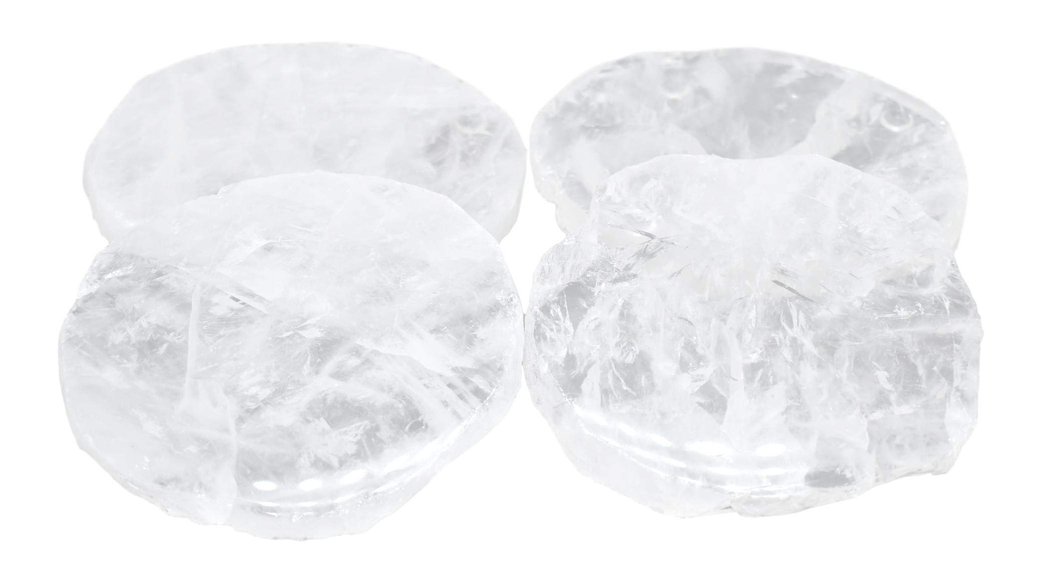 Luxury Quartz White Coasters Set of 4 - Non-Slip Stone Coasters for Drinks - Elegant Circular Home Decor & Gift Idea for Housewarming, Wedding, Christmas - Perfect for Coffee Tables, Dining Tables, and Office Desks