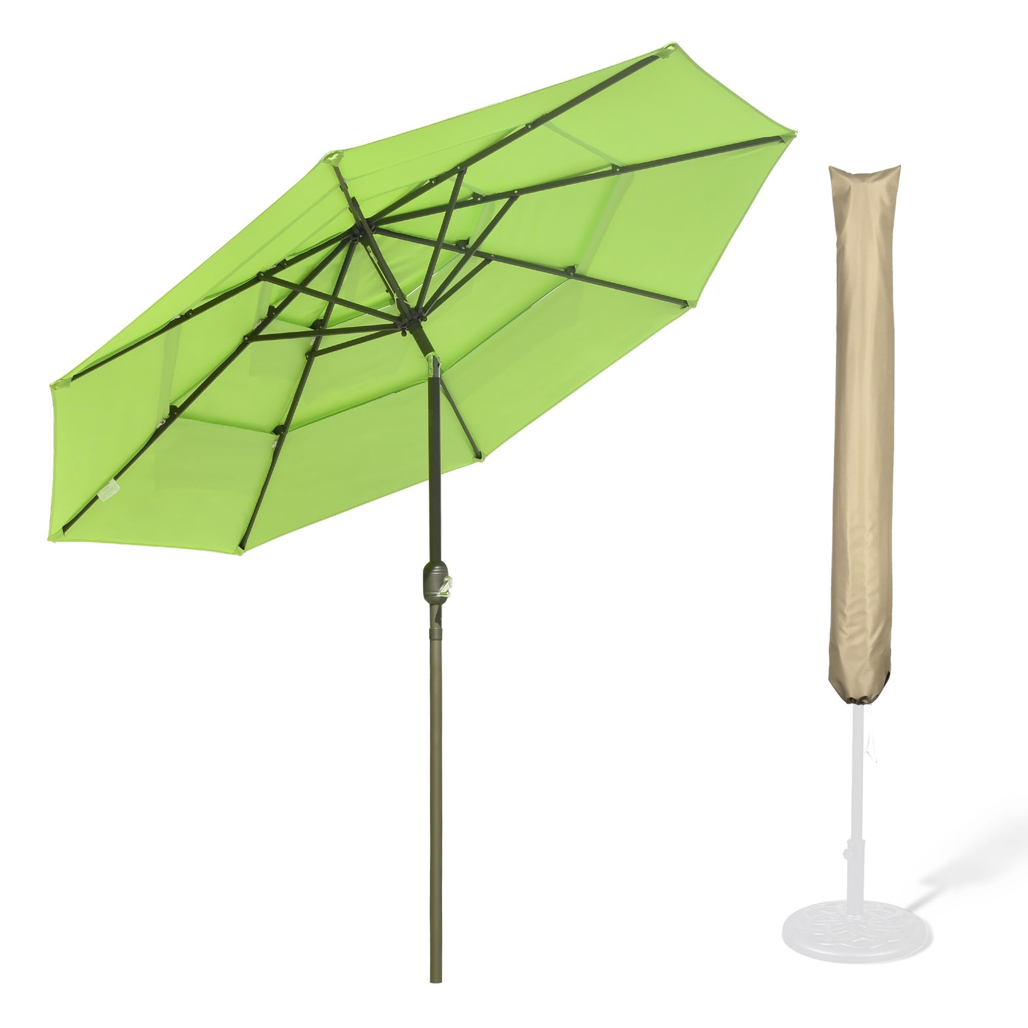 Yescom 10 Ft 3 Tier Patio Umbrella with Crank & Tilt Mechanism - Outdoor Sun Shade with Protective Cover for Poolside, Garden, Deck, and Backyard Relaxation