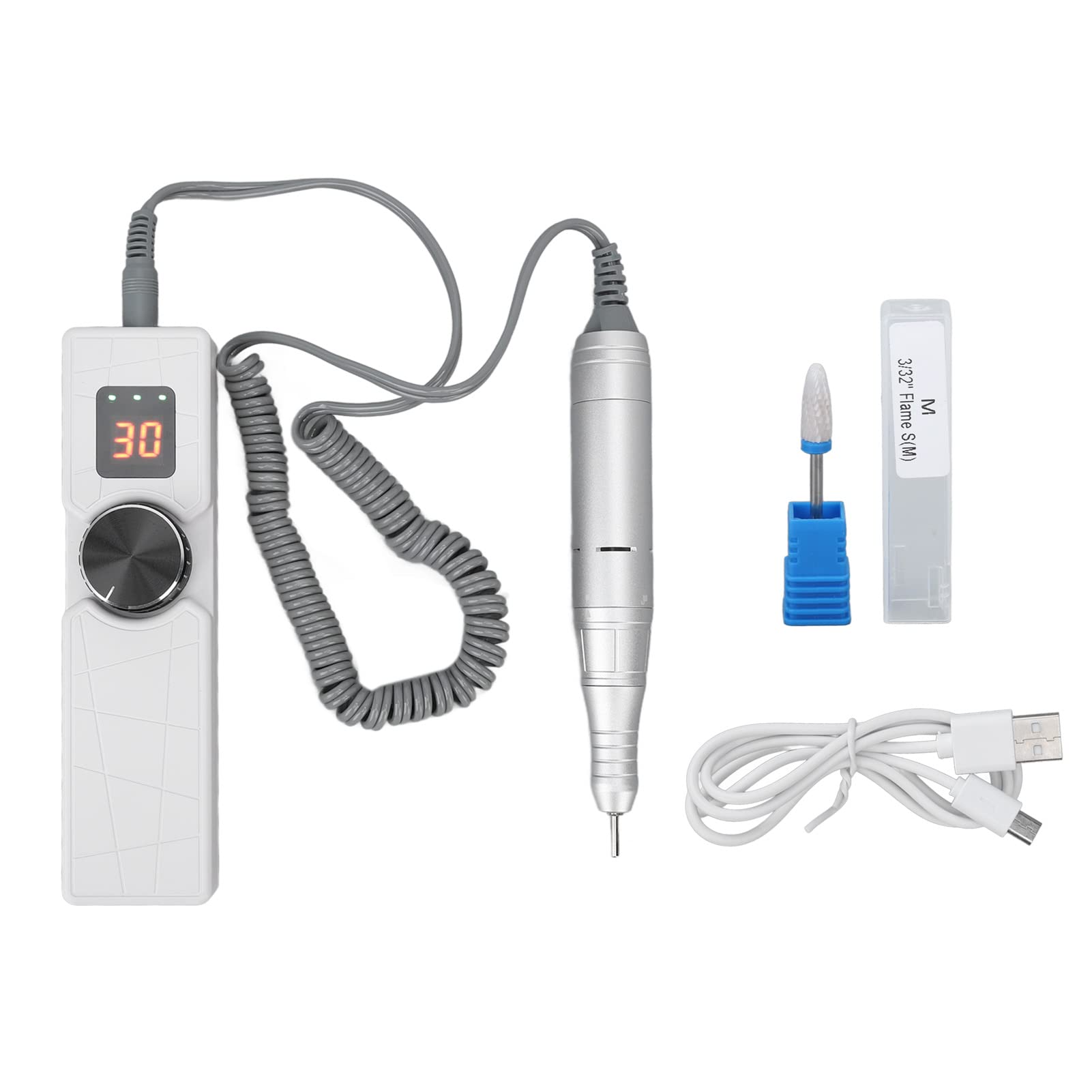 Professional Electric Nail Drill Kit - 30000 RPM Adjustable LCD Manicure Pedicure Machine, Rechargeable Nail File Tool for Grooming & Polishing (Silver) | Perfect for Salon, Home Use & DIY Nail Care