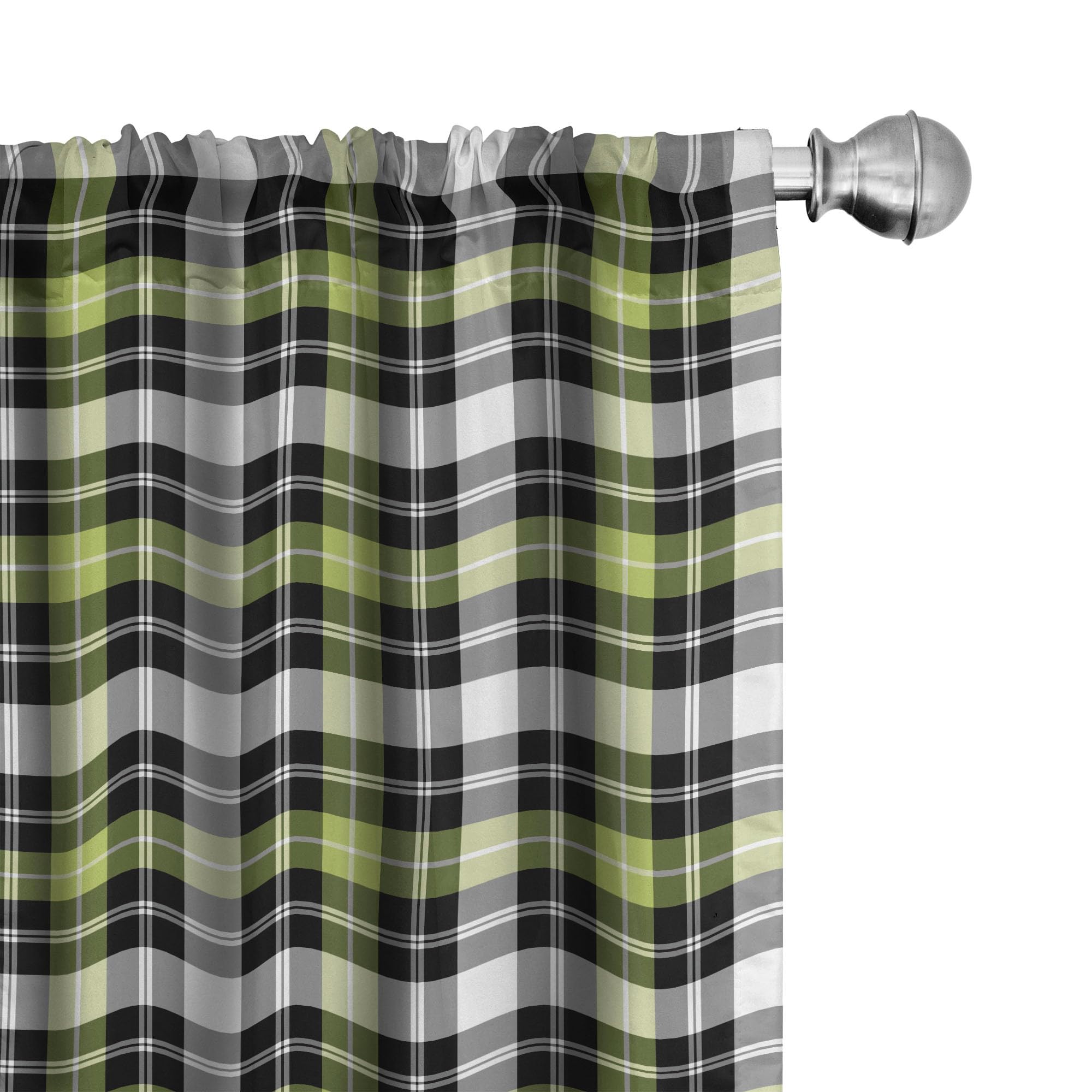 Ambesonne Abstract Geometric Window Curtains - Modern Square Pattern with Horizontal & Vertical Lines, Lightweight 2-Panel Set with Rod Pocket (28x63 inches, Lime Green) - Perfect for Living Room, Bedroom & Office Decor