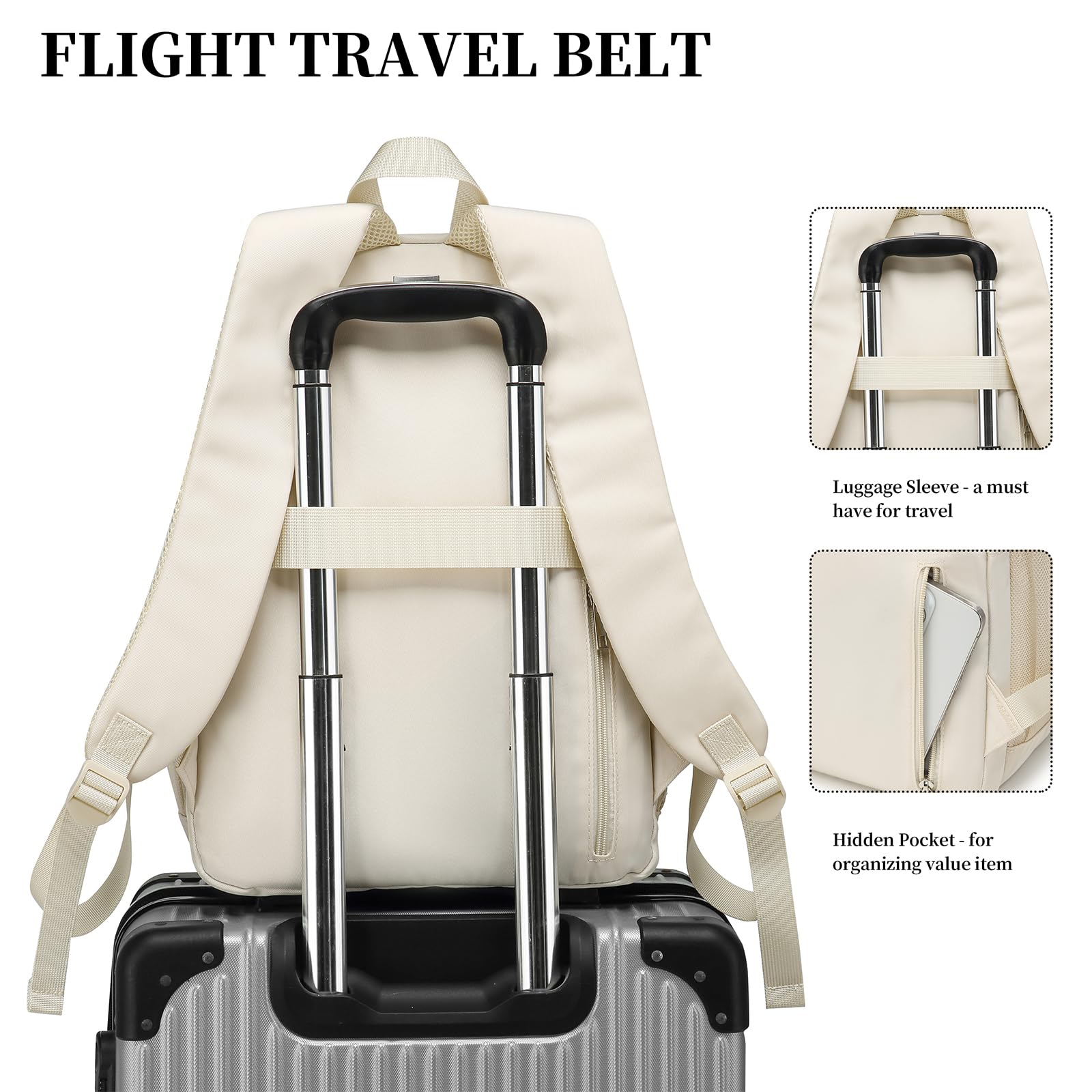 Stylish 15.6 Inch Laptop Backpack for Teen Girls & Women - Trendy School Bookbag for College, High School & Travel - Perfect Gift Idea (Beige) | Ideal for Daily Commute, Campus Life & Weekend Getaways