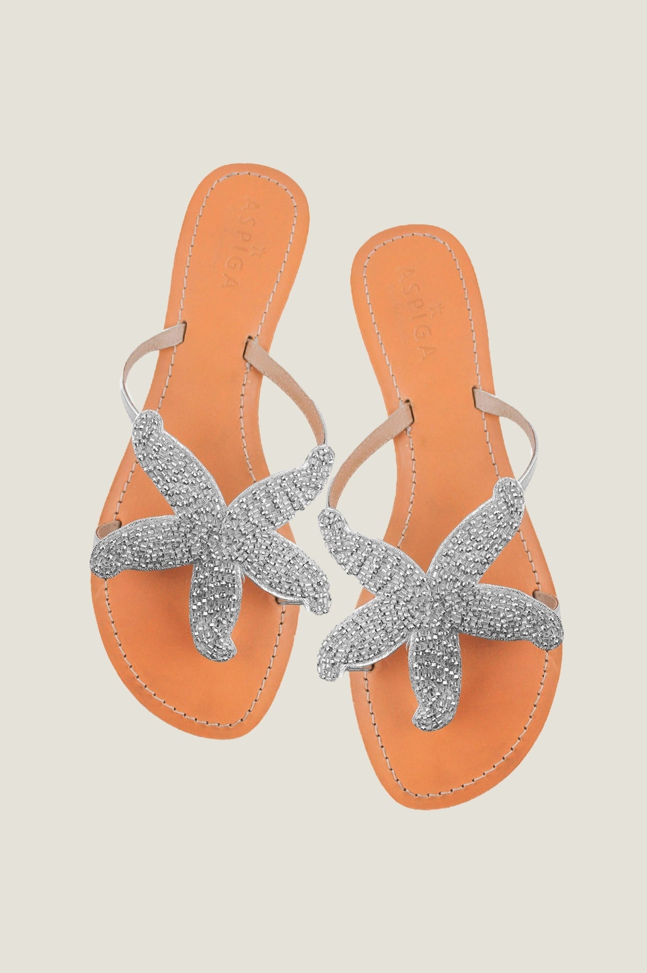 Starfish Leather Sandals for Women - Silver Gladiator Sandals | Comfortable Beach & Summer Casual Footwear