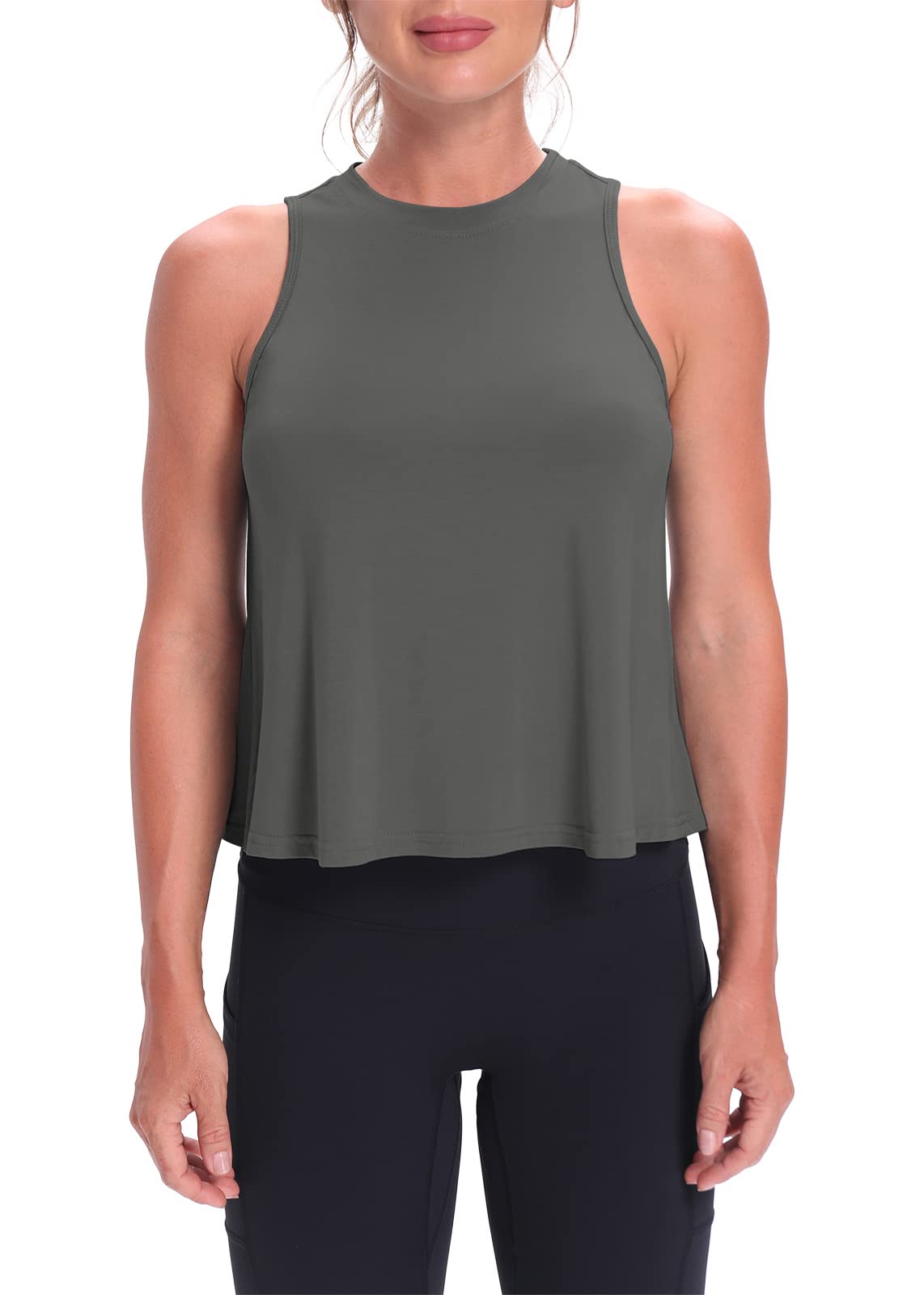 Stylish Mippo Crop Tops for Women - Breathable Workout Shirts, Flowy Cropped Tank Tops for Yoga, Running & Gym - Trendy Athletic Wear for Summer Fitness