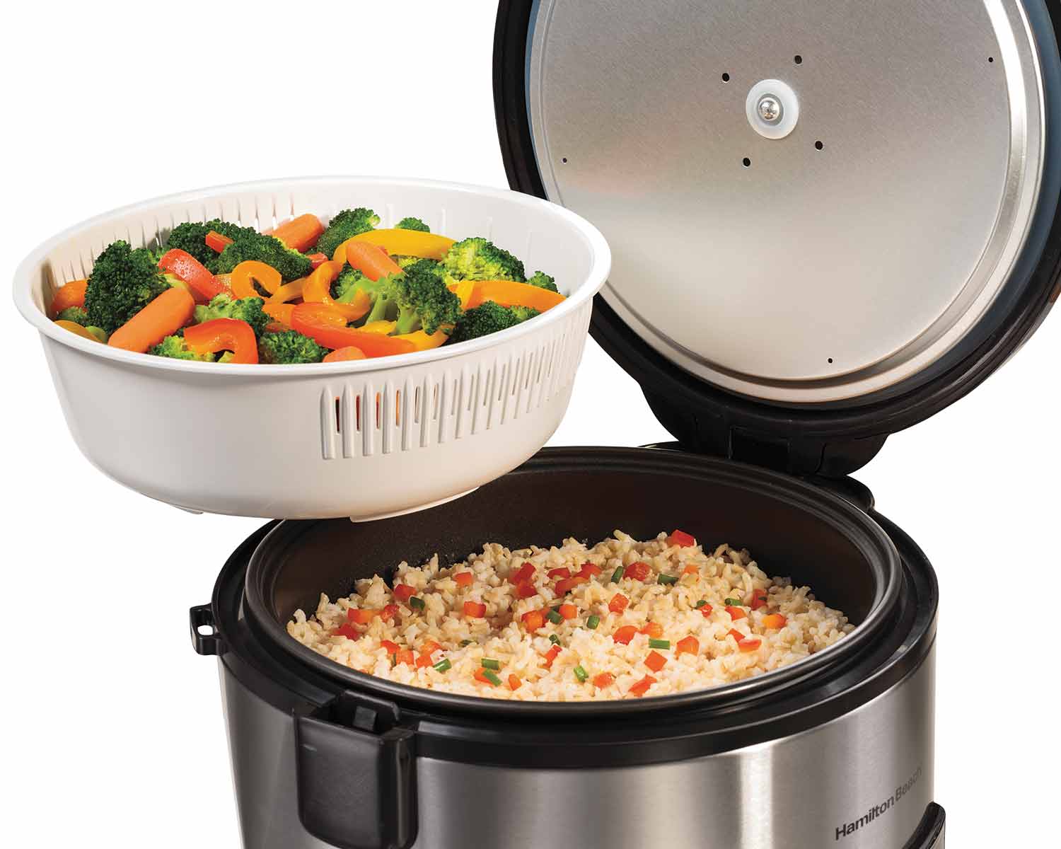 Hamilton Beach 20-Cup Digital Rice Cooker & Food Steamer - Perfect for Family Dinners, Meal Prep & Large Gatherings (Model 37543C)