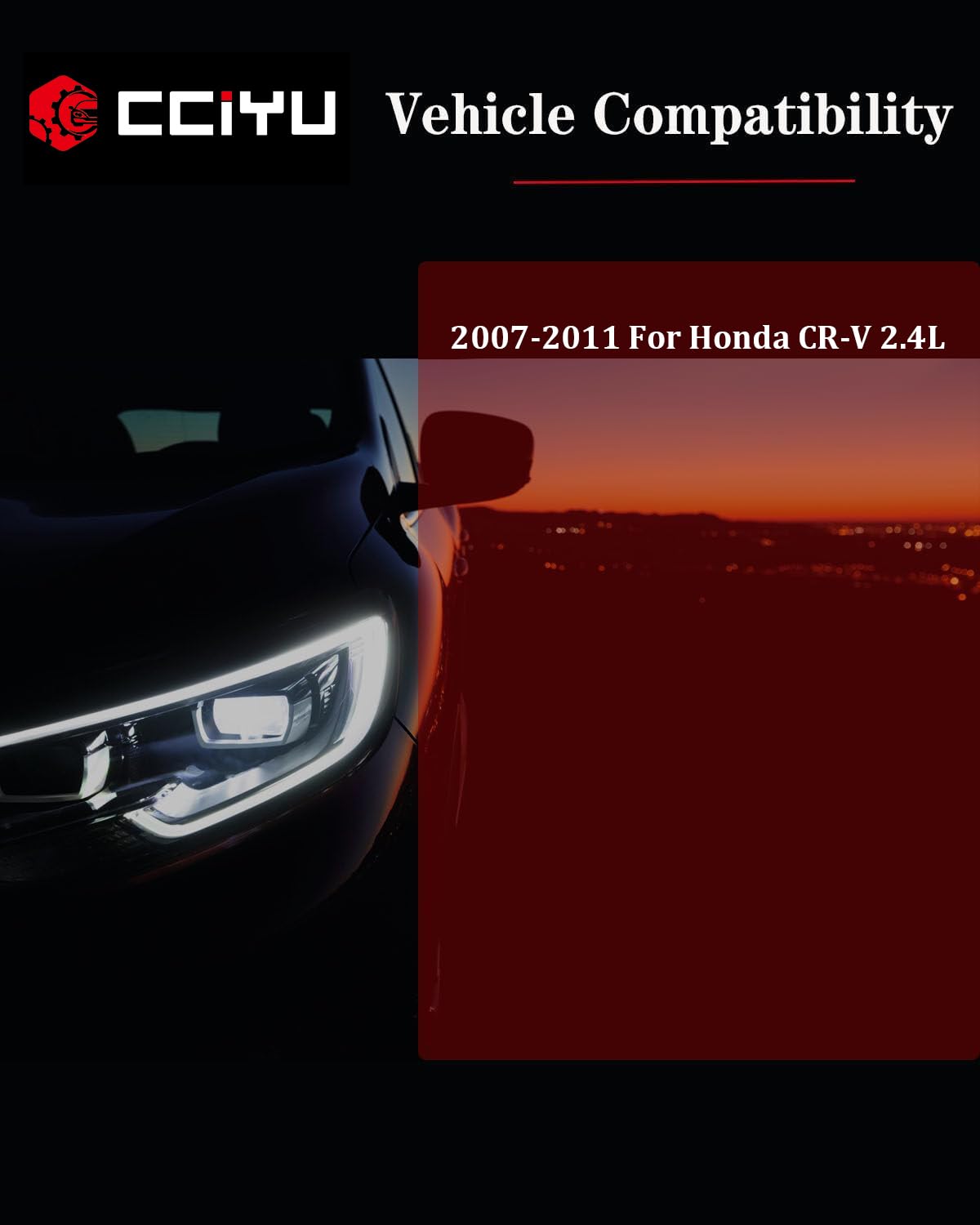 2007-2011 Honda CR-V Headlight Assembly - Chrome Housing with Amber Reflector & Clear Lens Replacement Headlamps - Perfect for Night Driving, Foggy Conditions & Vehicle Restoration Projects