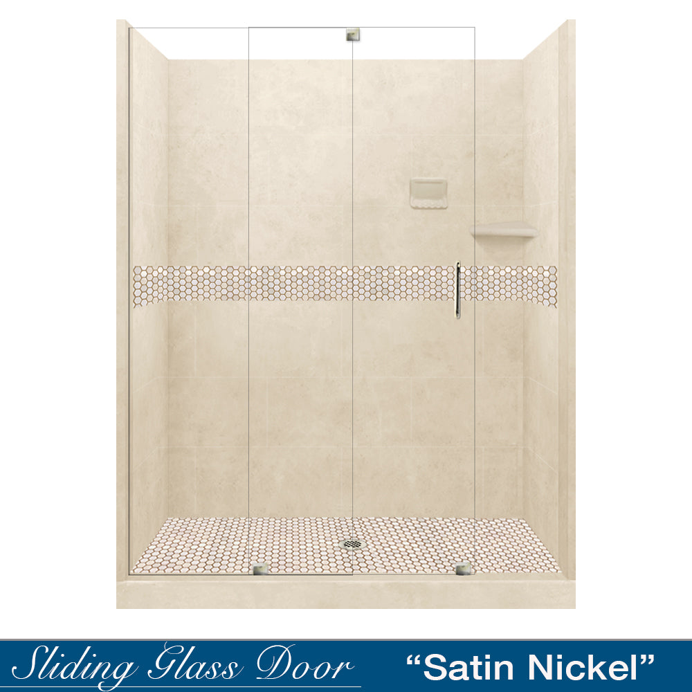 60 Alcove Desert Sand Sistine Stone & Honey Hex Mosaic Tile - DIY Shower Remodel Kit for Bathroom Wall & Floor Backsplash - Perfect for Home Renovation, Spa Style Decor, and Modern Interior Design