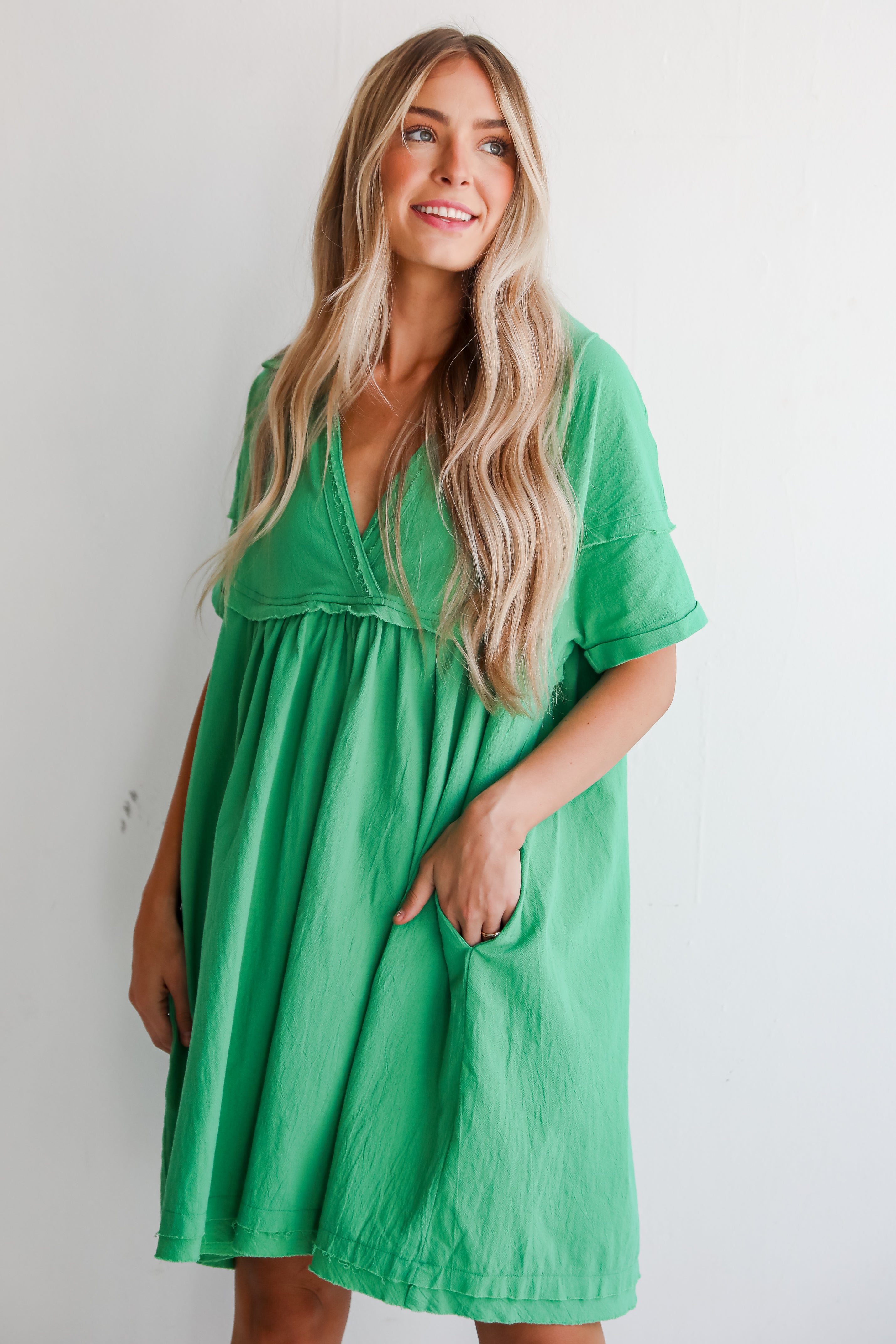 Kelly Green Babydoll Mini Dress - Final Sale | Flirty & Feminine Style for Parties, Dates & Special Occasions