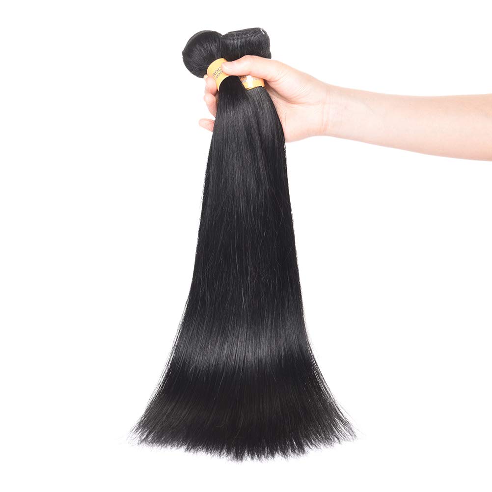 WOME 3-Pack Peruvian Silky Straight Virgin Human Hair Bundles | Unprocessed 100% Human Hair Weaves | 14