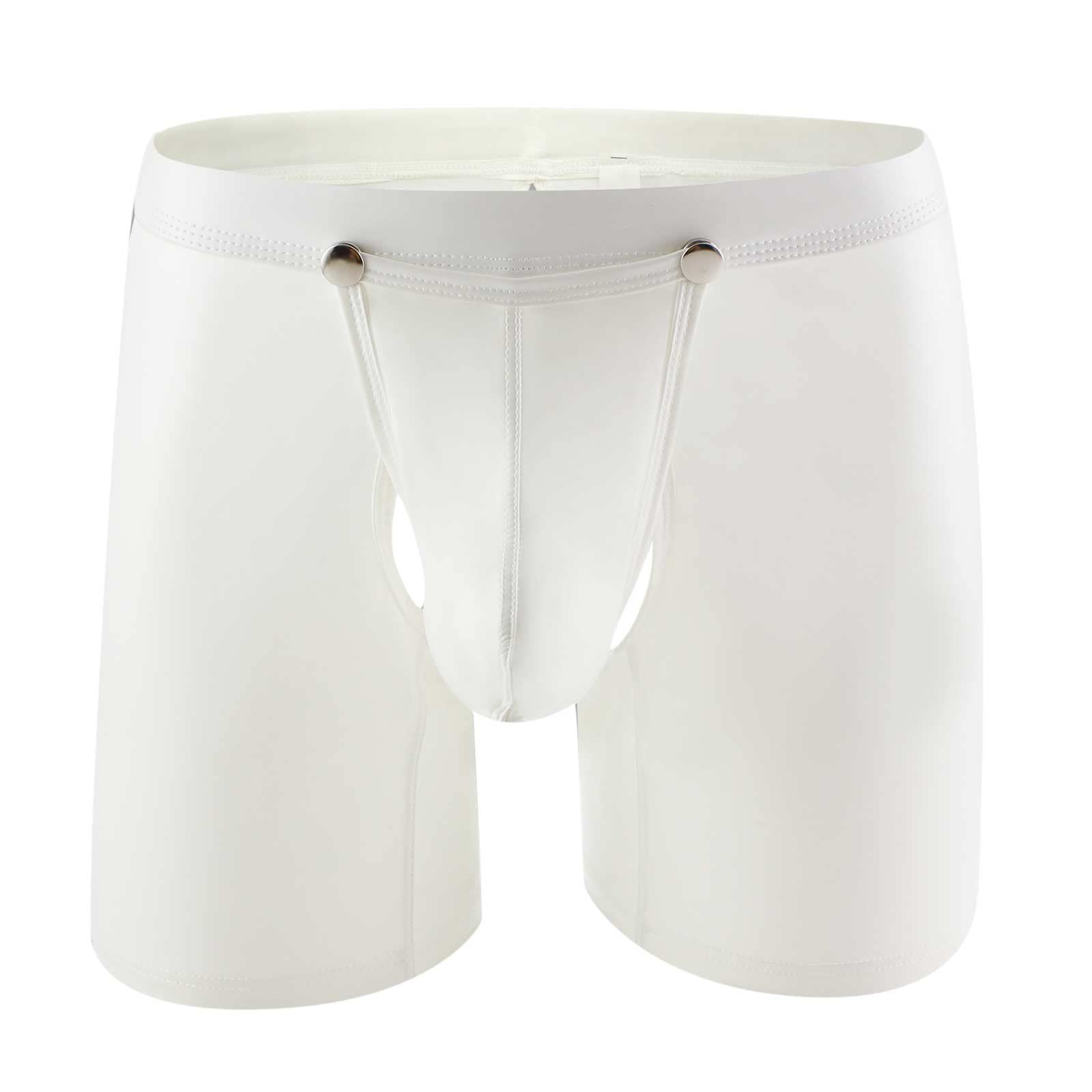 Men's Faux Leather Boxer Briefs - Sexy Snap Crotch Underwear with Shiny Finish | Clubwear, Lingerie & Intimate Apparel for Special Occasions & Romantic Nights