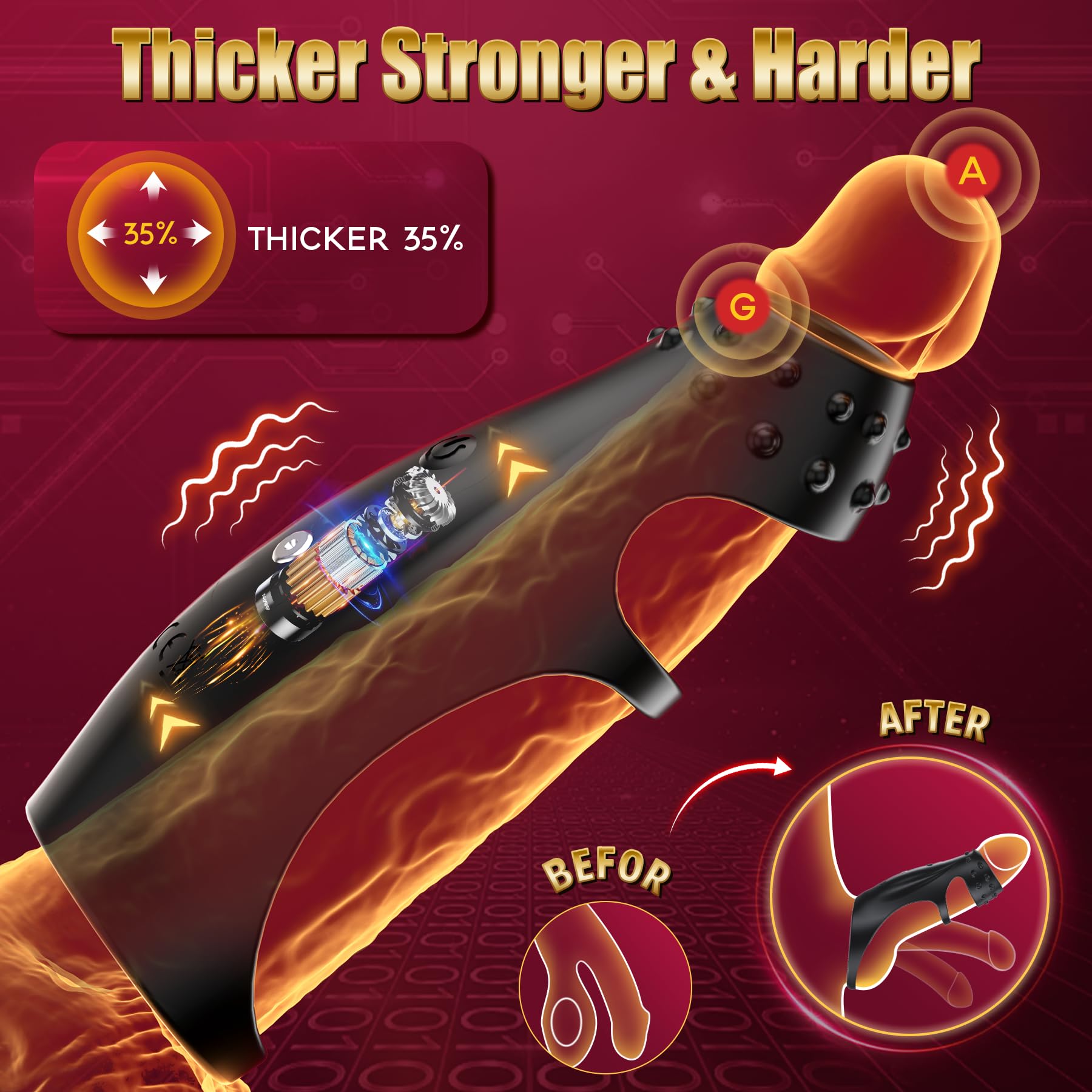 Premium Vibrating Cock Ring - Penis Vibrator & Sleeve Extender for Men | Couples Sex Toy with G-Spot Stimulation | Enhances Erection & Pleasure for Intimate Moments