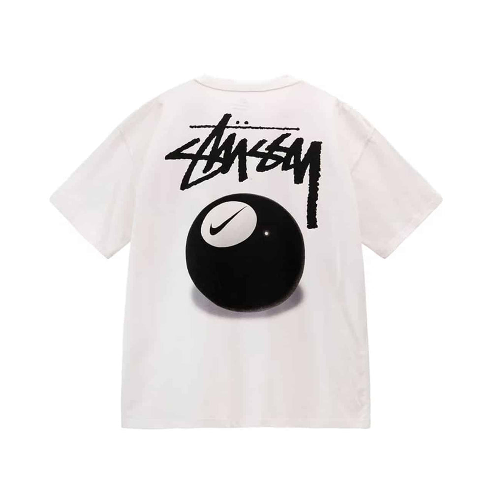 Nike x Stussy 8 Ball Graphic Tee - White Cotton T-Shirt for Men | Streetwear Fashion & Casual Wear