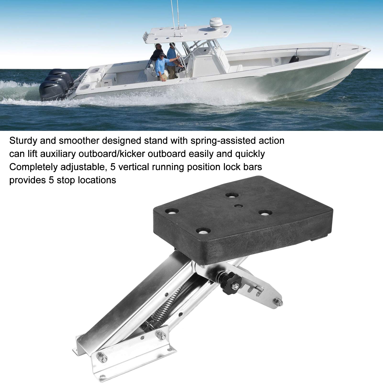 Stainless Steel Boat Motor Stand Bracket - Heavy Duty 110 Lbs Capacity for 2-Stroke Outboard Engine Mount | Smooth Design & Efficient Lifting | Perfect for Marine Motor Transom, Boat Maintenance & Engine Storage