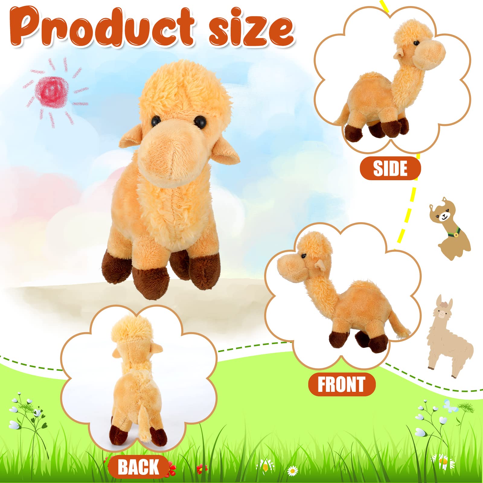 9 Pack Cute Camel Plush Stuffed Animals - Soft Small Hanging Ornaments for Keys, Purse & Backpack - DIY Birthday Party Favors (5.5 x 2 Inches) - Perfect for Kids Gifts, School Supplies & Home Decor