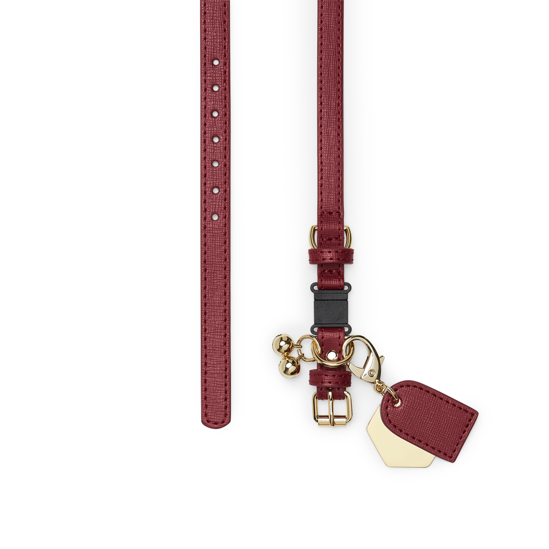 Premium Cat Collar for Small & Medium Cats - Soft Maroon & Pink Leather with Adjustable Buckle | Perfect for Indoor/Outdoor Use, Gifts & Fashion Accessories