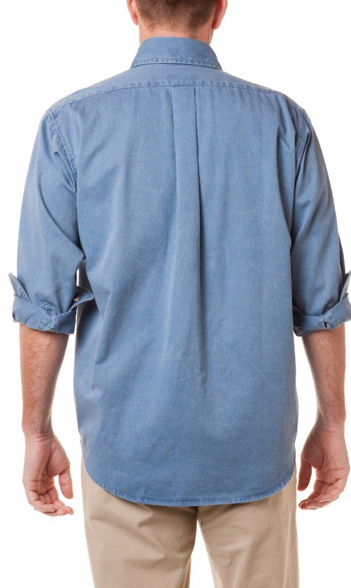 Murray's Toggery Shop Nantucket Blue Cotton Work Shirt for Men - Durable Casual Button Down Shirt for Outdoor Work, Fishing & Summer Wear