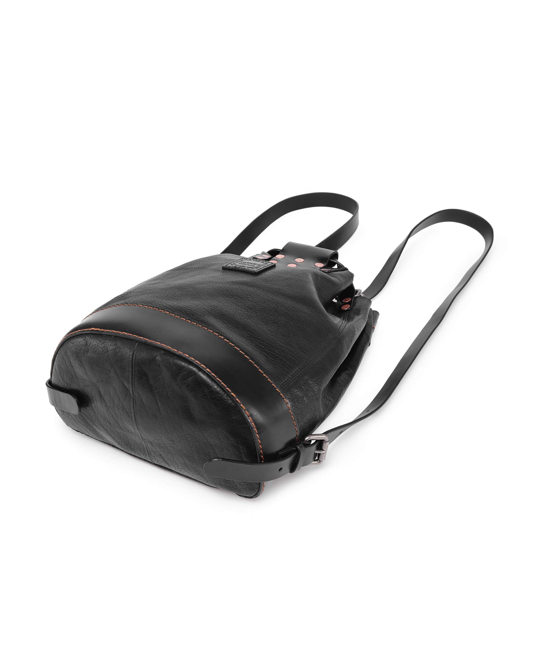 Genuine Leather Stars Align Bucket-Backpack (Black) - Stylish Unisex Travel Backpack for Work, School & Outdoor Adventures