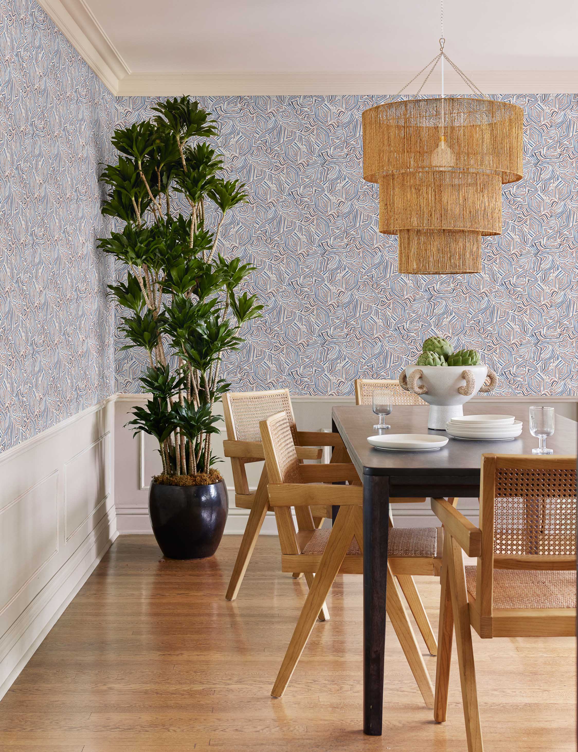 Elegant Chavette Crystal Chandelier - Natural Wood Finish for Dining Room, Bedroom & Living Room Lighting Decor