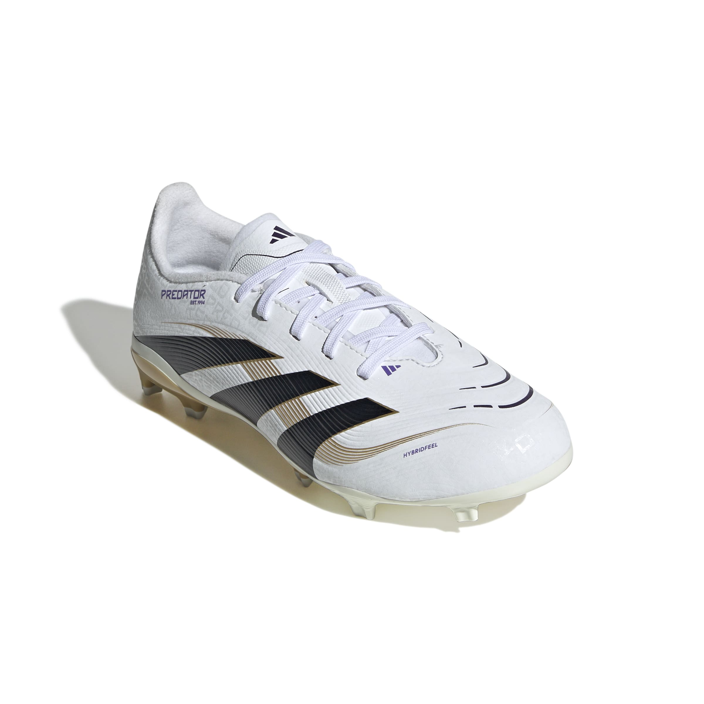 Adidas Predator League FG/MG Junior Soccer Cleats for Boys - White/Black/Gold Metallic - Firm Ground & Artificial Grass Football Shoes for Youth Players - Perfect for Training and Matches