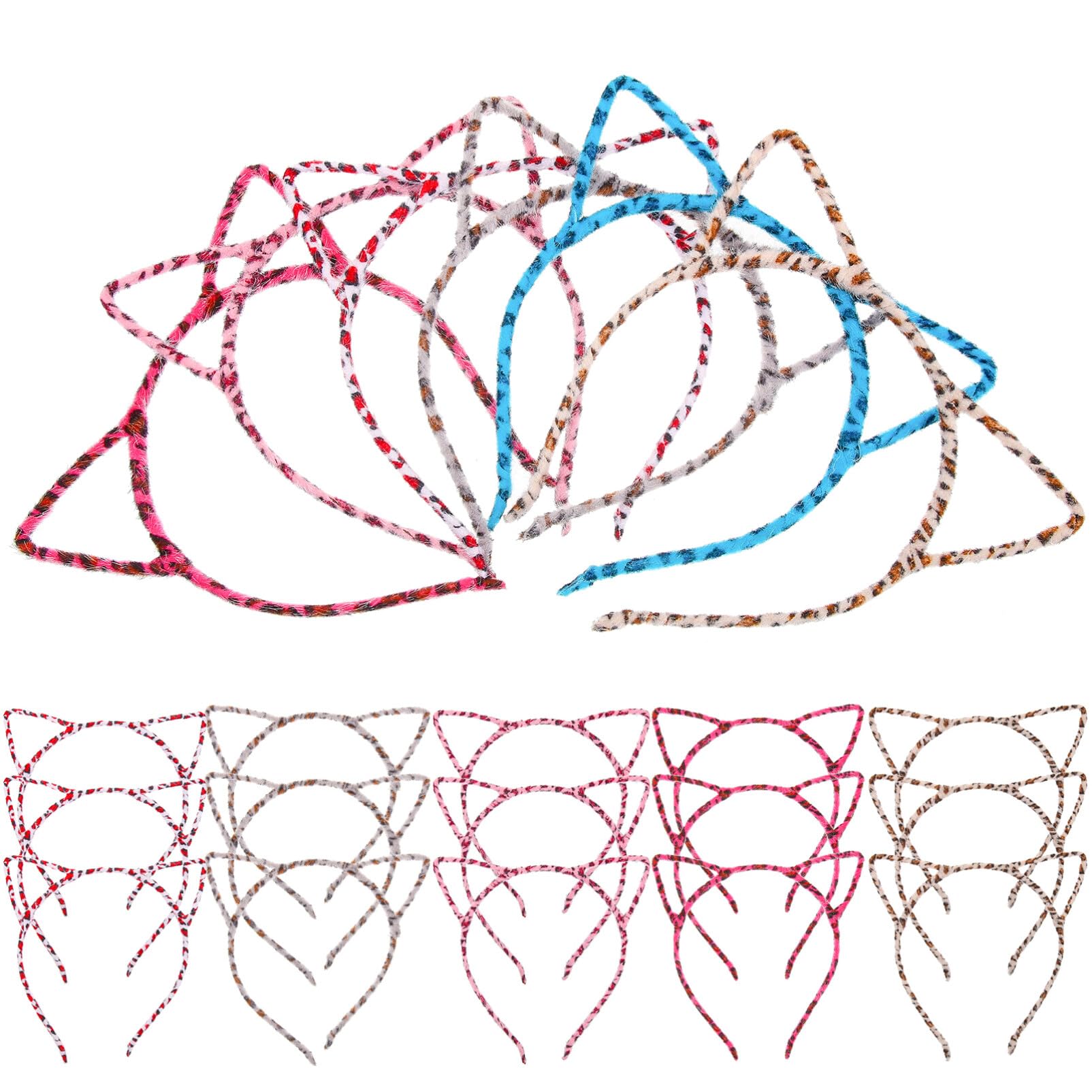 Beaupretty 30pcs Cat Ear Headbands - Plastic Hair Accessories for Women Girls, Halloween Cosplay Costume Party, Birthday Theme Events, Photo Props