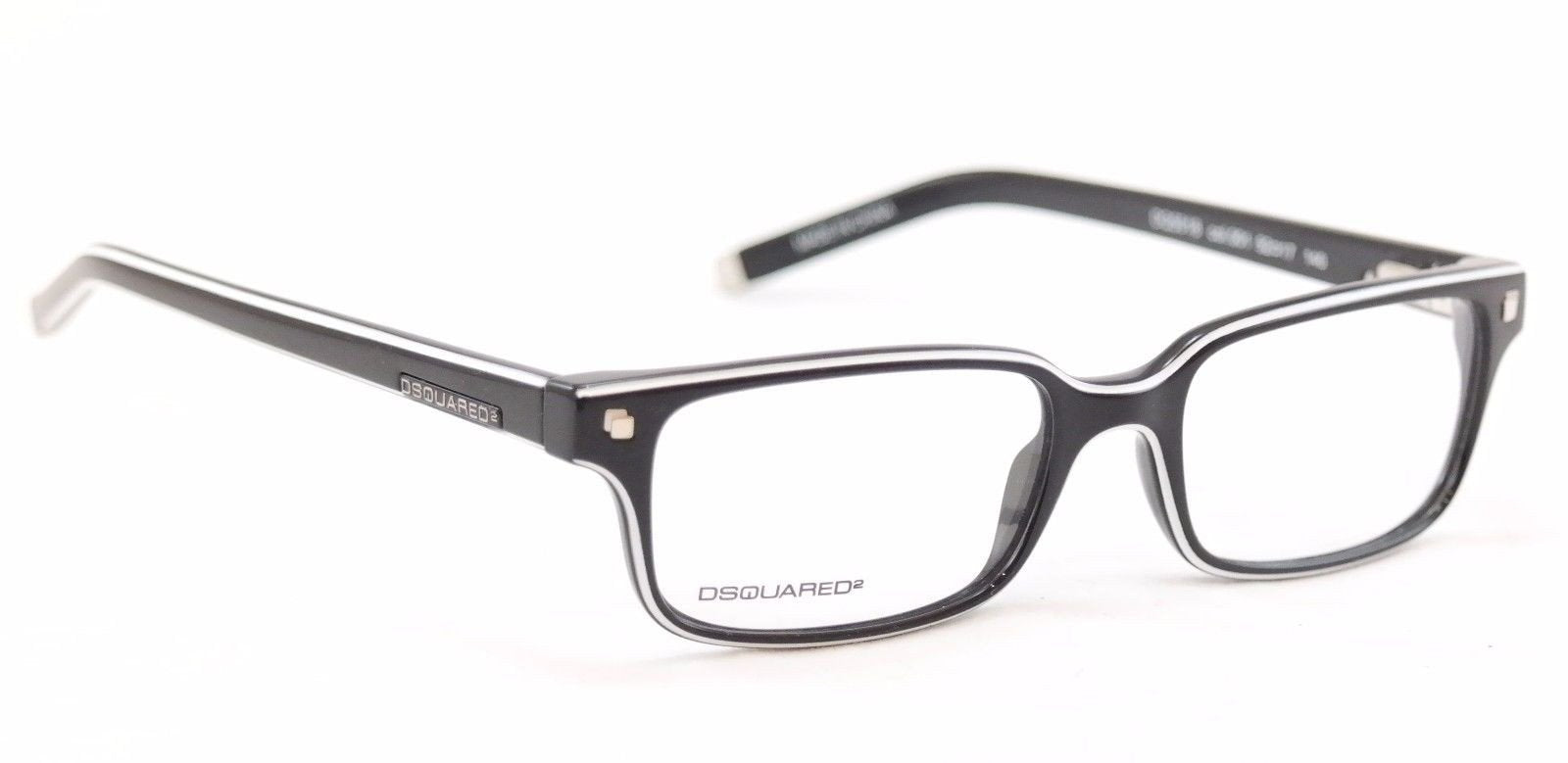 Dsquared2 DQ5018 001 Black & White Plastic Eyeglasses Frame - 52mm Lens Width 17mm Bridge 140mm Temple - Stylish Unisex Optical Glasses for Work & Everyday Wear
