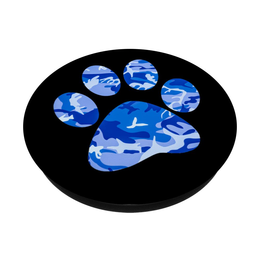 Blue Camouflage Paw Print Dog Lover PopSockets - Phone Grip & Stand for iPhone, Samsung, Tablets - Perfect for Pet Owners, Outdoor Adventures & Daily Use