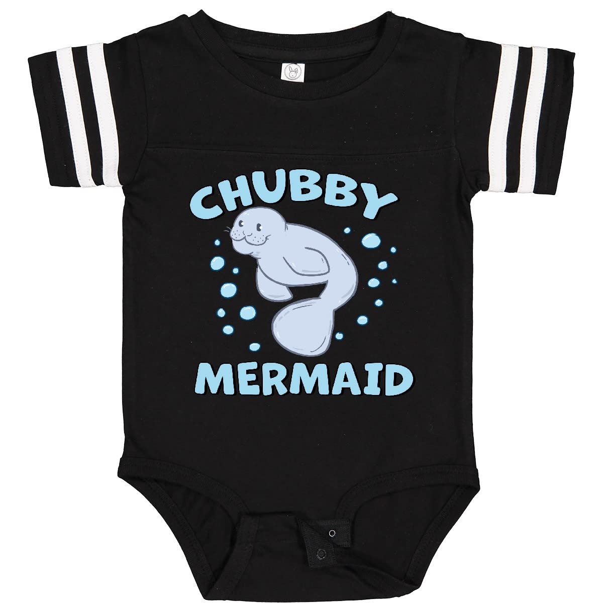Inktastic Chubby Mermaid with Cute Manatee & Bubbles Baby Bodysuit - Soft Cotton Onesie for Newborns & Infants - Perfect for Beach Trips, Pool Parties & Mermaid-Themed Baby Showers